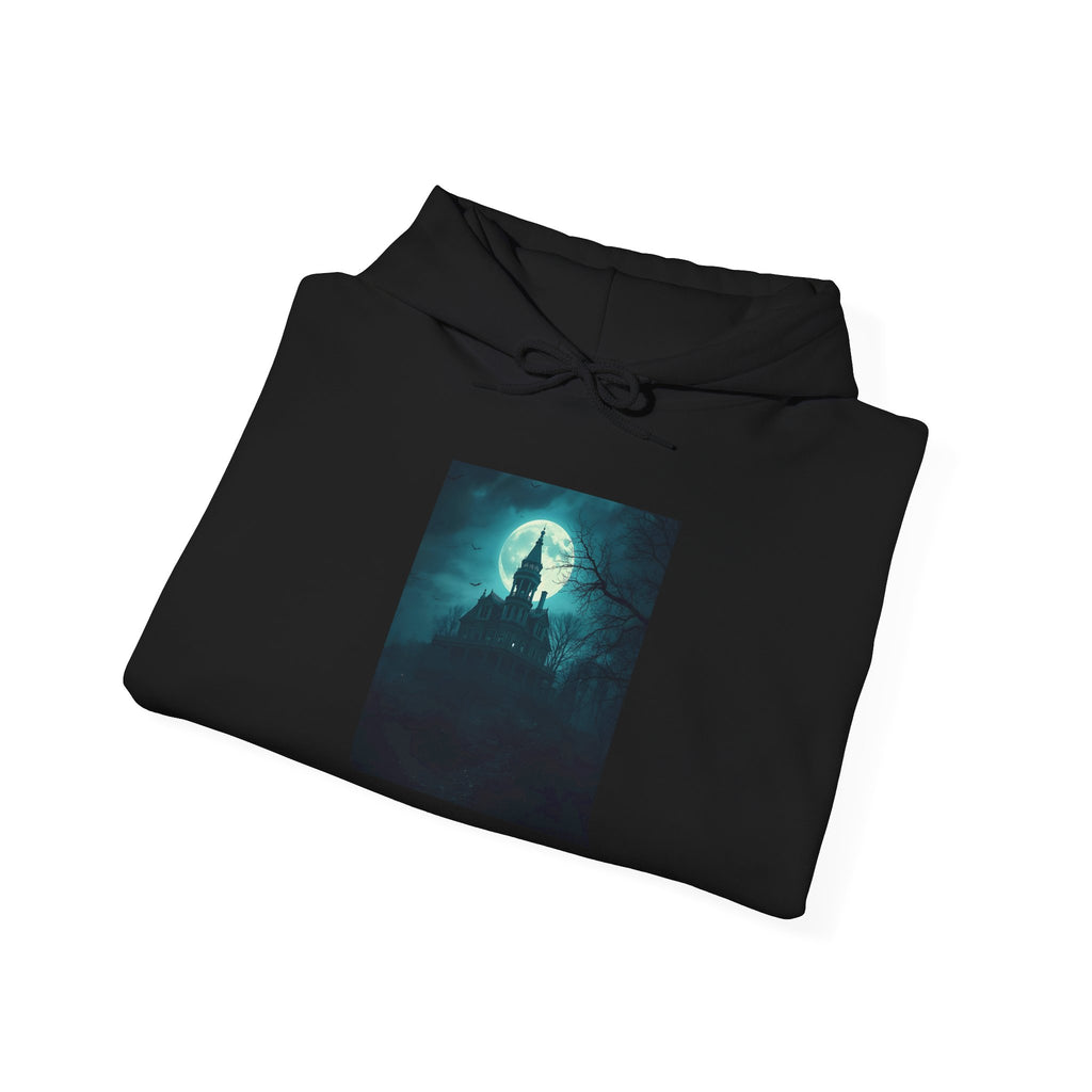 Haunted Moonlight Mystical Nightscape Hooded Sweatshirt - Cozy Casual, Unisex Fashion, Gift Idea, Halloween Apparel, Unique Statement Piece