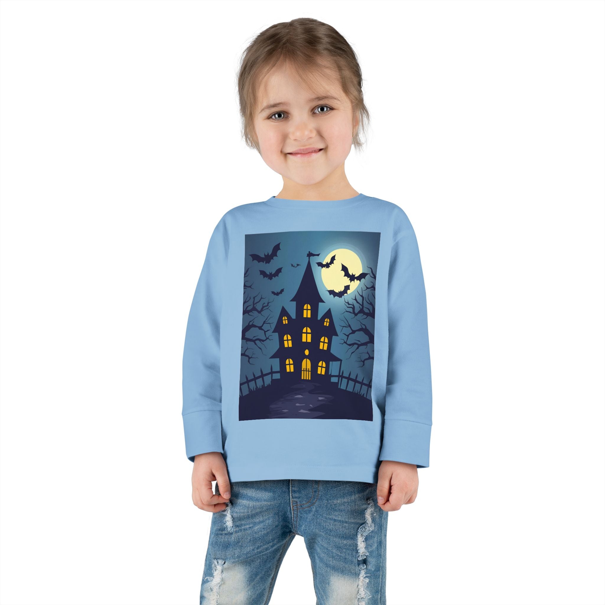 Halloween Haunted House Toddler Halloween Long Sleeve Tee, Spooky Haunted House Shirt, Kids Halloween Costume Top, Fall Festive Apparel, Trick or Treat Clothing