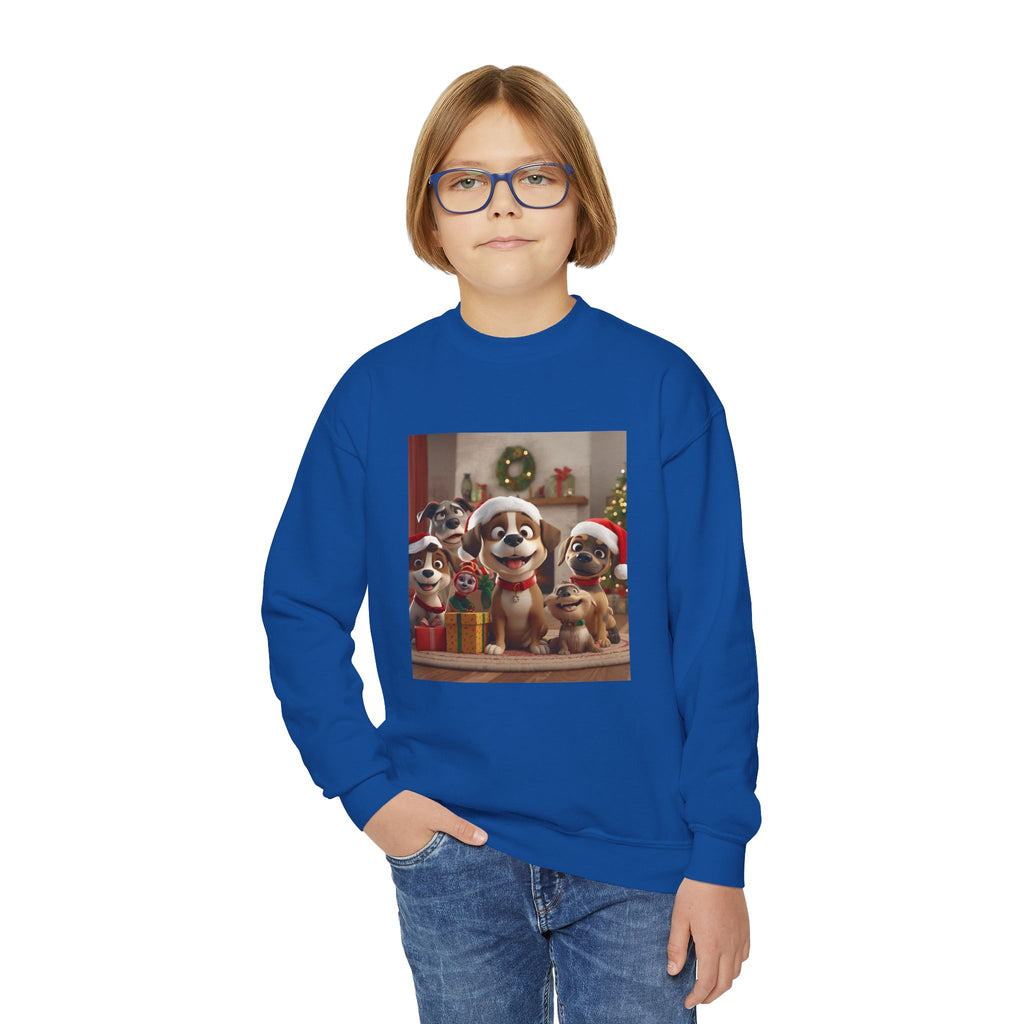 Cute Christmas Festive Dogs Youth Crewneck Sweatshirt