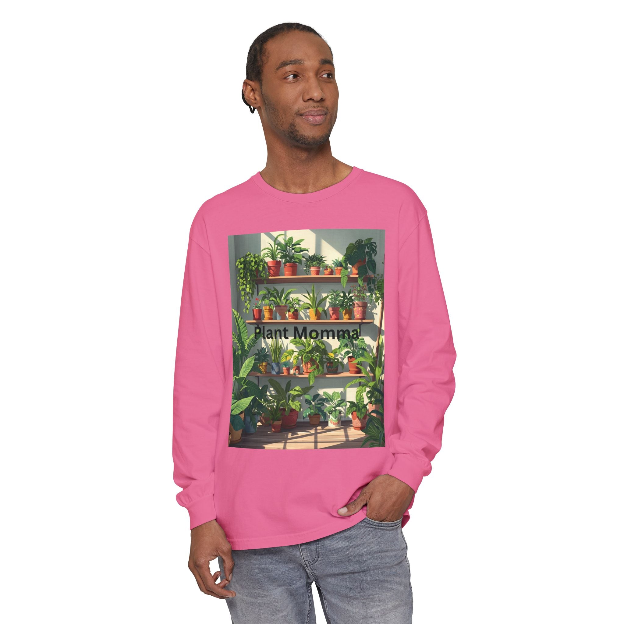 Plant Momma Long Sleeve T-Shirt, Perfect for Plant Lovers, Gardening Gifts, Eco-friendly Fashion, Casual Wear, Spring Celebrations