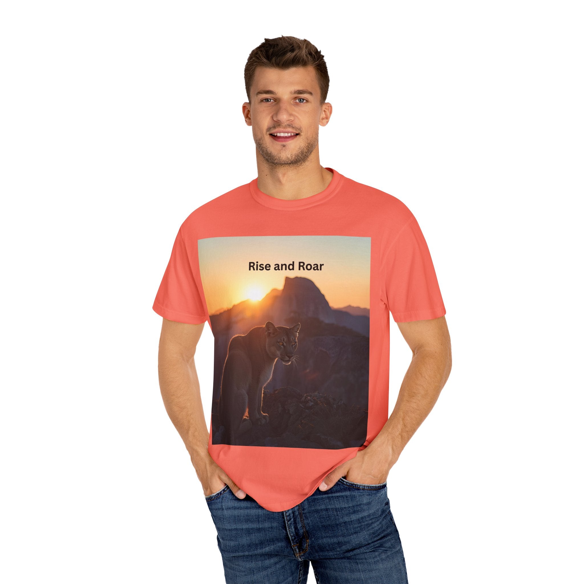 Unisex Nature-Inspired T-Shirt | "Rise and Roar" Graphic Tee, Outdoor Apparel, Gift for Adventurers, Wilderness Lovers, Motivational Shirt