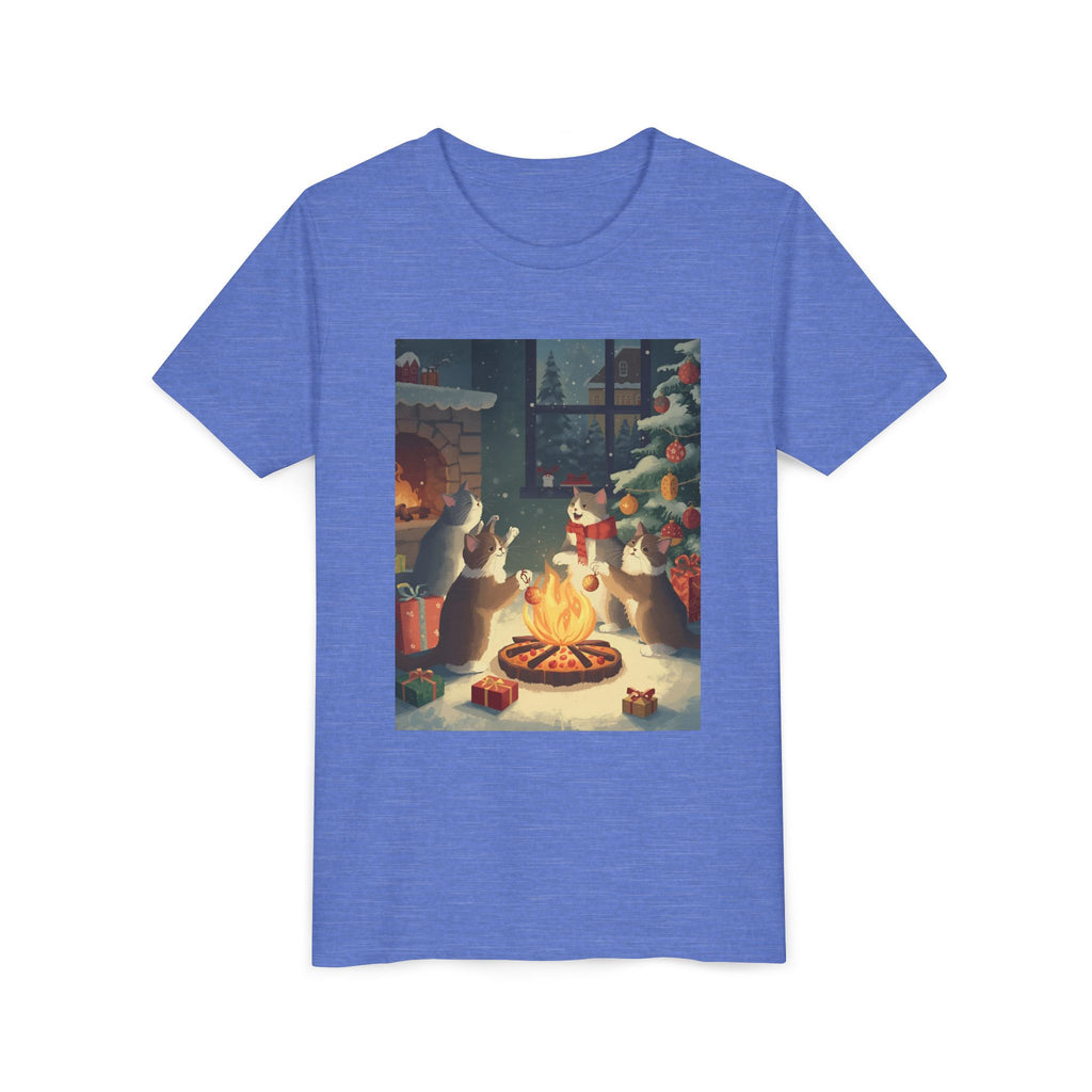 Cozy Christmas Youth Tee, Festive Graphic Short Sleeve Shirt, Holiday Charm for Kids, Cute Gift for Thanksgiving, Winter Gatherings