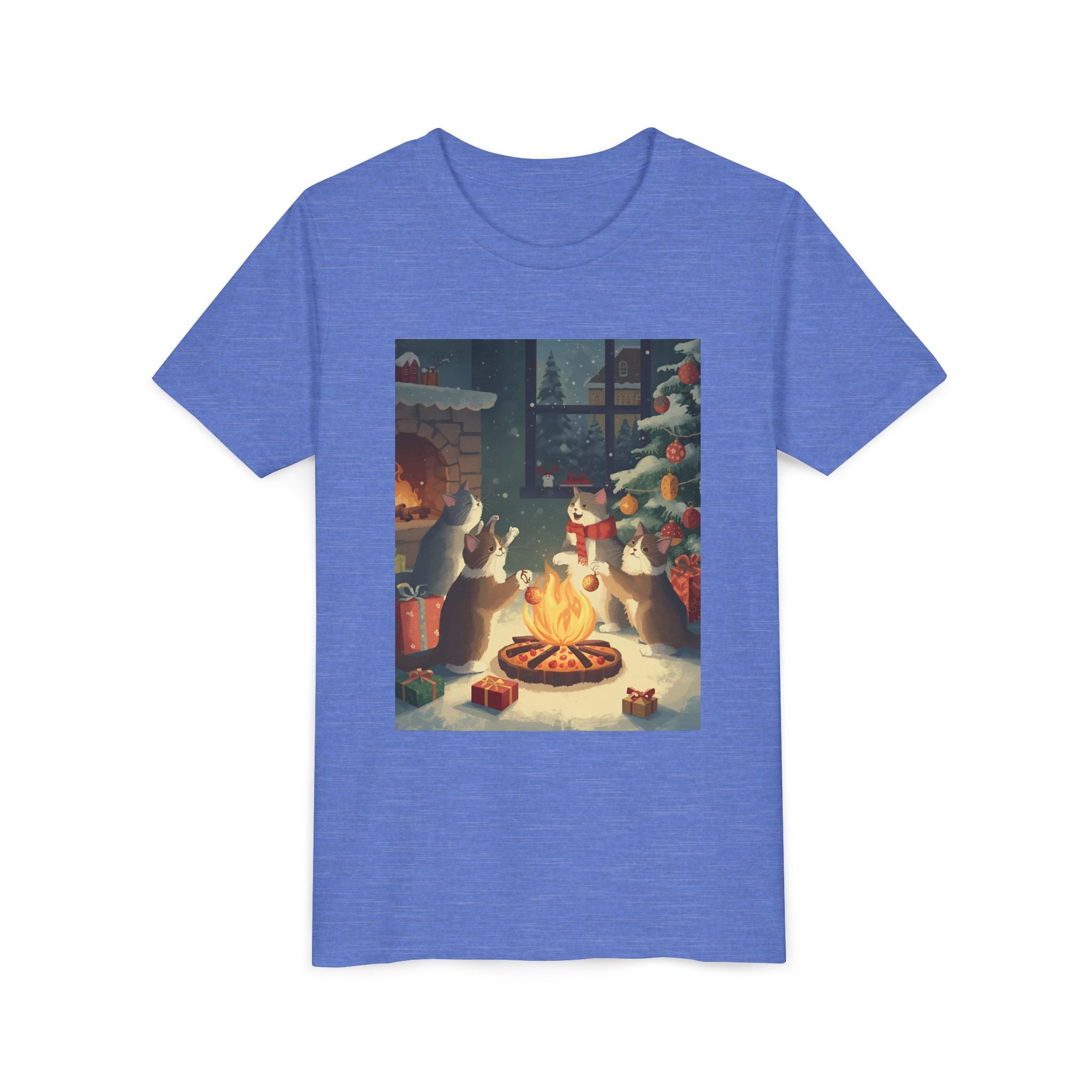 Cozy Christmas Youth Tee, Festive Graphic Short Sleeve Shirt, Holiday Charm for Kids, Cute Gift for Thanksgiving, Winter Gatherings