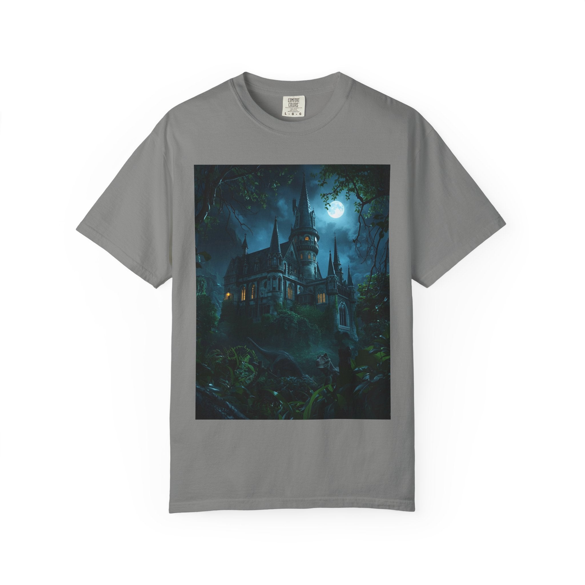 Mystical Night Scene Castle T-Shirt, Spooky Tees, Halloween Apparel, Gothic Style Shirt, Unisex Shirt, Nighttime Scene Tee