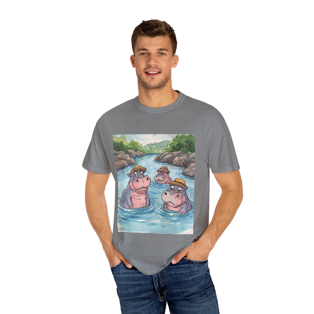 Hippo Adventure Unisex T-Shirt, Cute Animal Tee, Gift for Nature Lovers, Casual Wear, Birthday and Summer Vibe