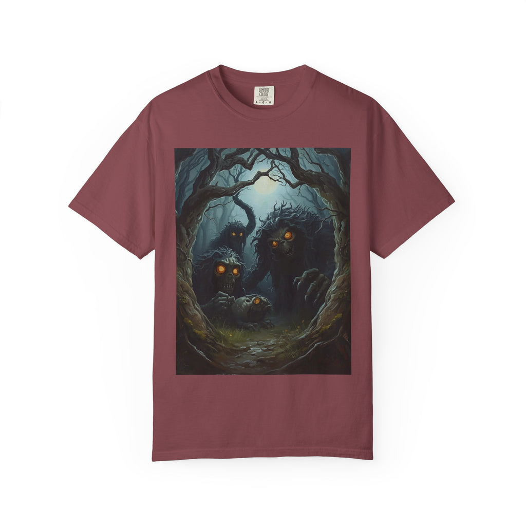 Spooky Mysterious Forest Graphic T-Shirt, Unisex Tee, Nature Lover Gift, Halloween Apparel, Unique Artwear