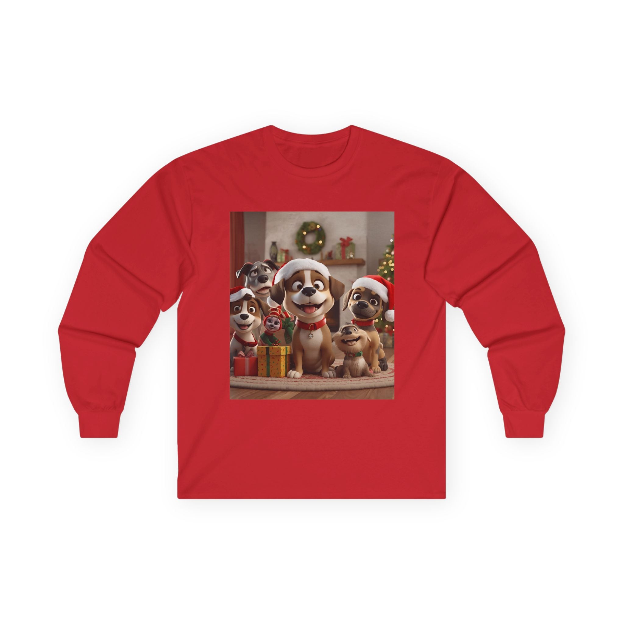 Cute Dog Christmas Long Sleeve Tee, Holiday Gift for Dog Lovers, Cozy Pet Apparel, Winter Wear, Fun Xmas T-shirt