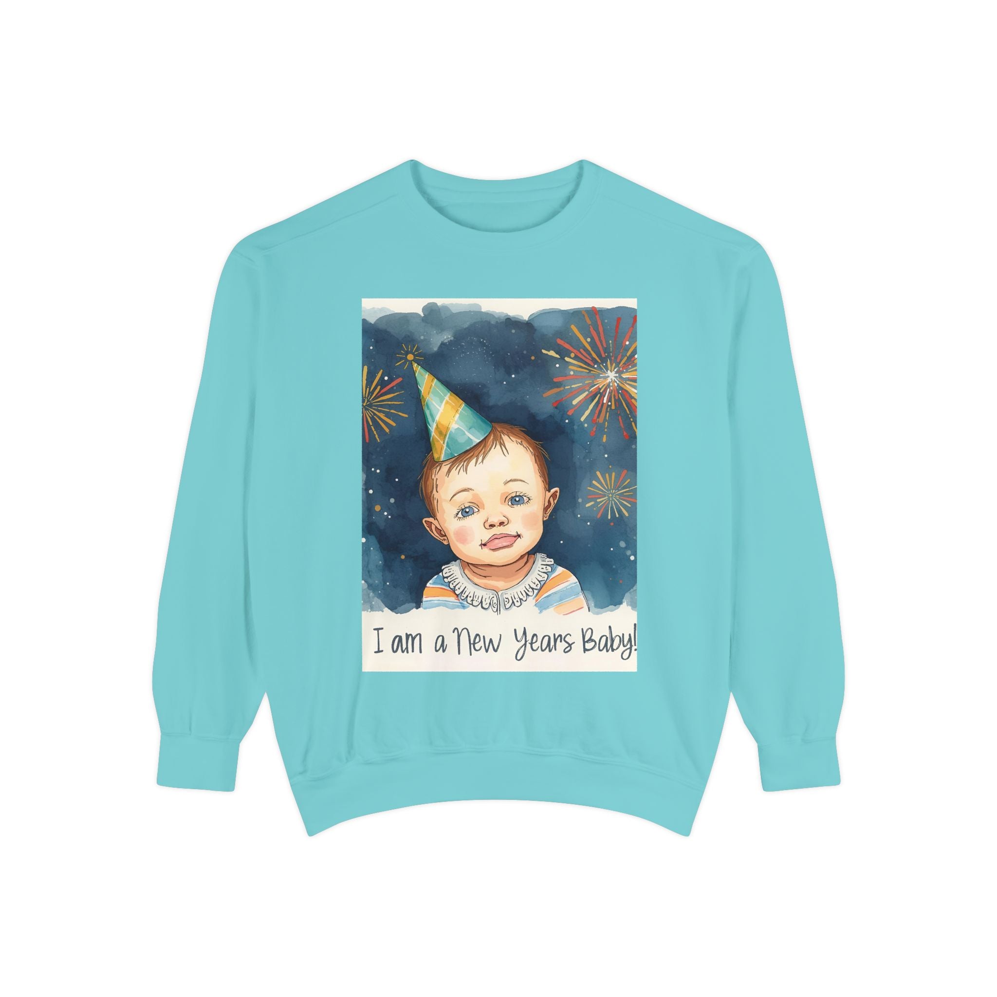 New Year's Baby Sweatshirt, Unisex Garment-Dyed Sweatshirt, Cute New Year Outfit, Holiday Gift, Baby Celebration Wear, Cozy Party Sweater