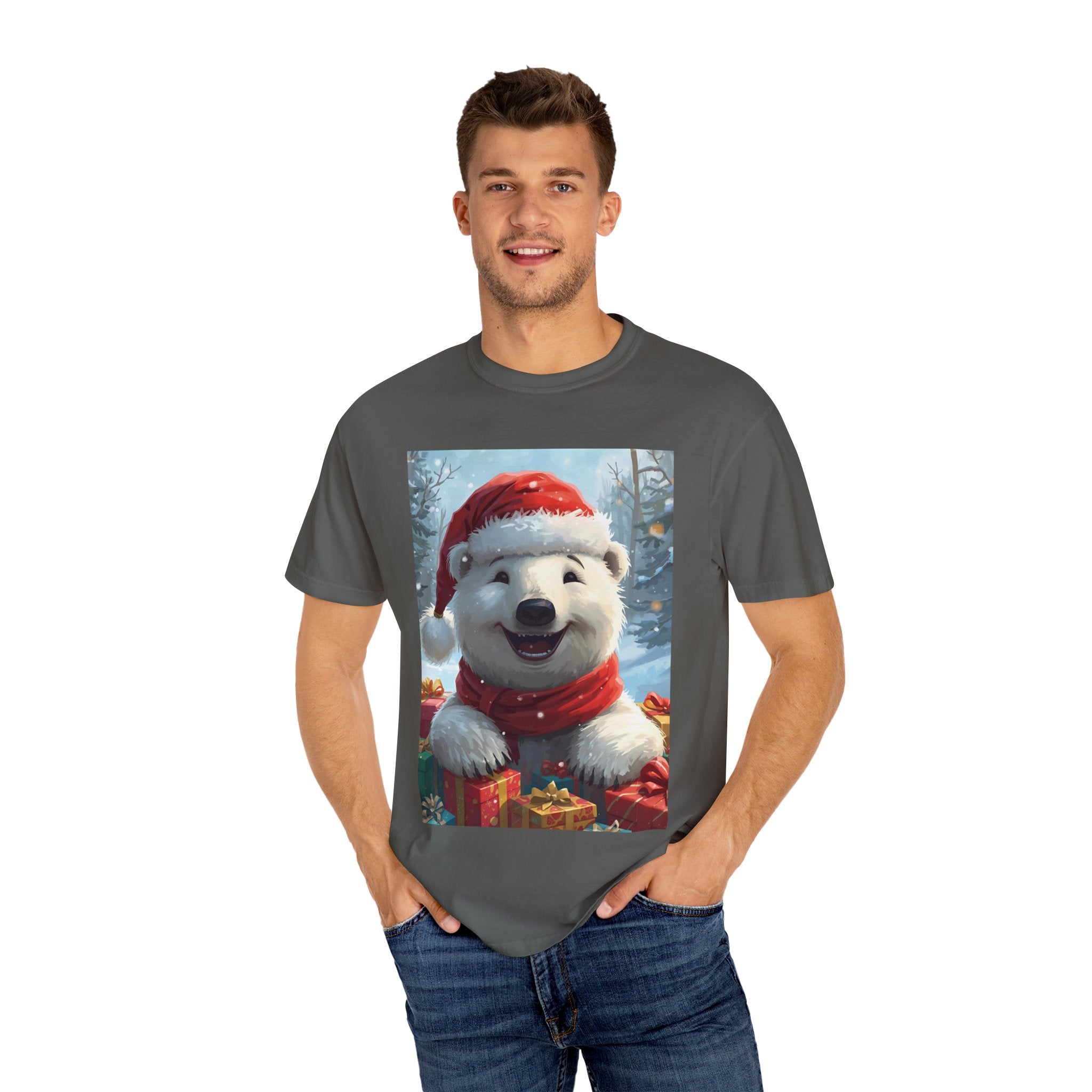 Christmas Polar Bear T-shirt, Holiday Tee, Unisex Gift Shirt, Winter Apparel, Cute Animal T-shirt