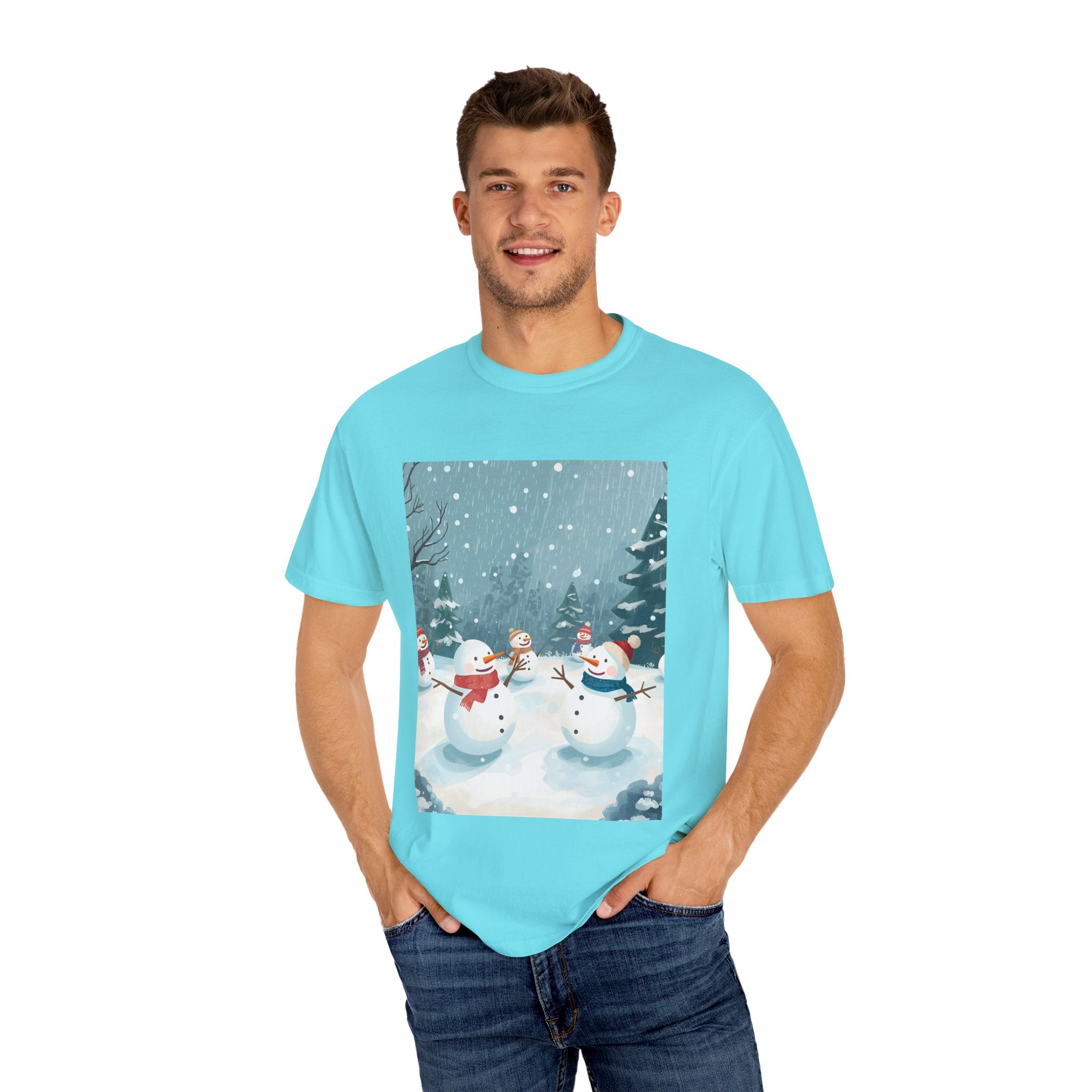Festive Christmas Snowman Winter Wonderland T-shirt, Holiday Tee, Snowman Gift, Cozy Apparel, Unisex Christmas Shirt, Festive Winter Wear