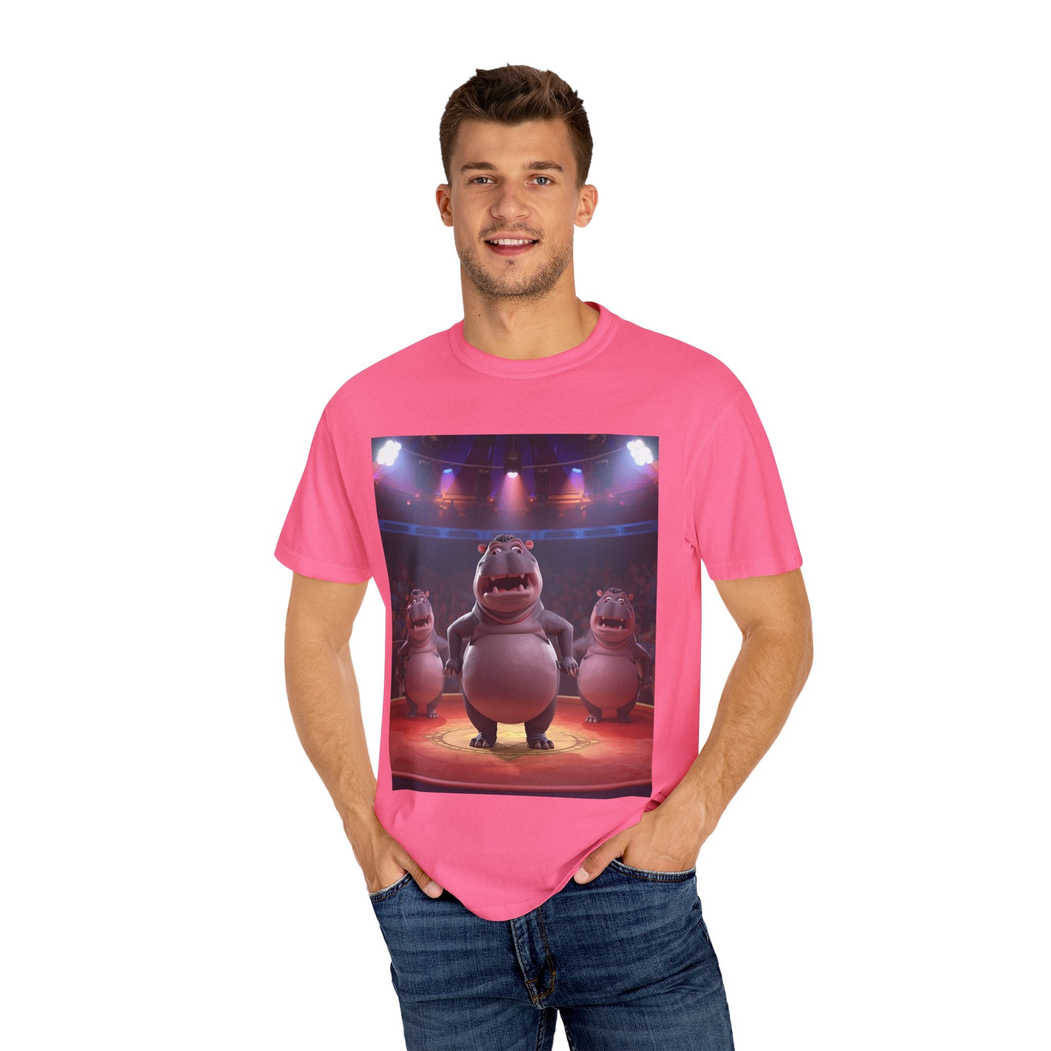 Fun Hippo Performance T-Shirt, Unisex Cotton Tee, Cartoon T-shirt, Gift for Kids, Animal Lover Shirt, Birthday Party Apparel