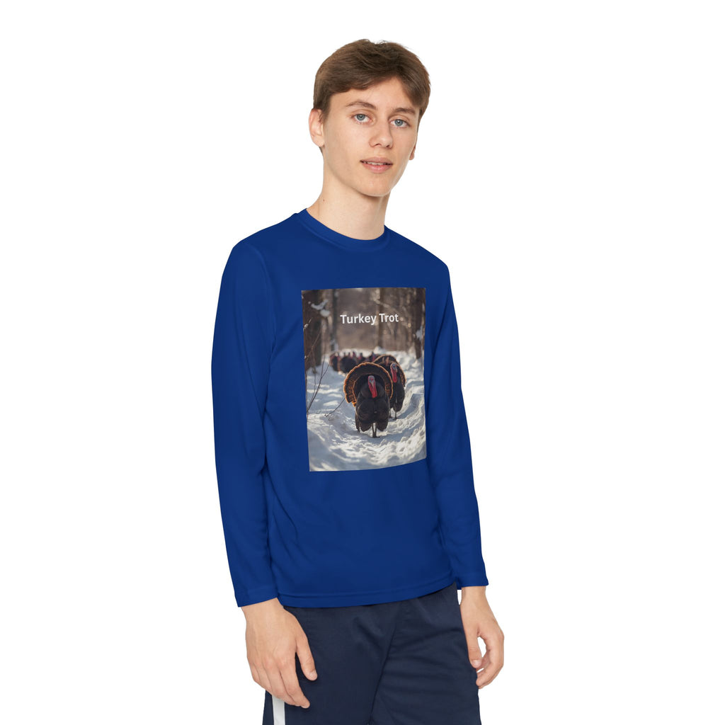 Youth Long Sleeve Turkey Trot Tee, Thanksgiving Shirt, Kids Running Shirt, Fall Apparel, Holiday Graphic Tee, Gift for Young Athletes