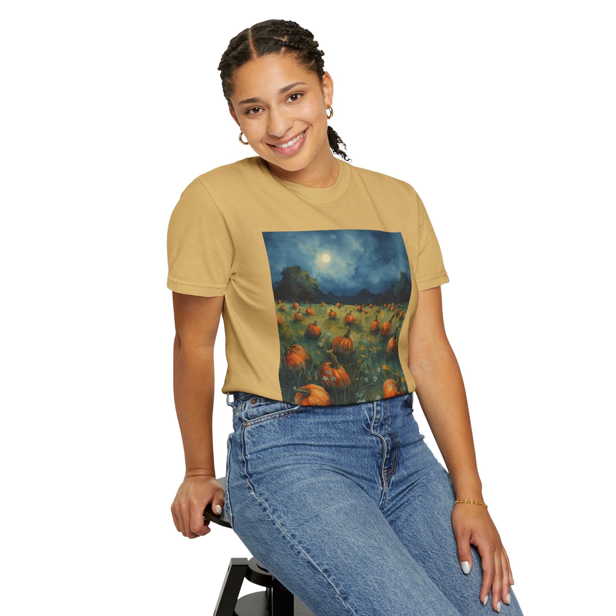 Autumn Pumpkin Field T-shirt | Unisex Fall Tee, Cozy Graphic Shirt, Halloween Gift, Harvest Fashion, Seasonal Wear, Pumpkin Lovers