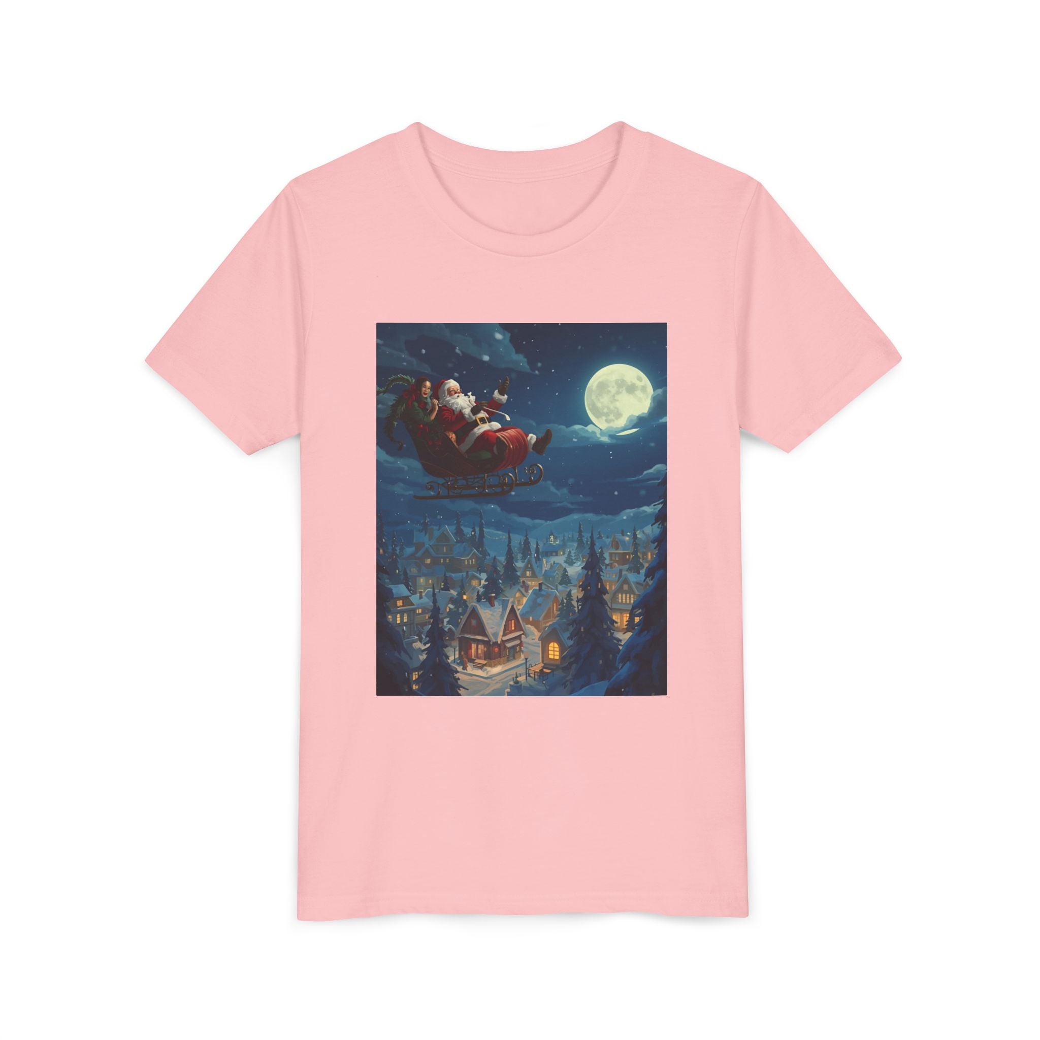 Christmas Santa Sleigh Youth Short Sleeve Tee