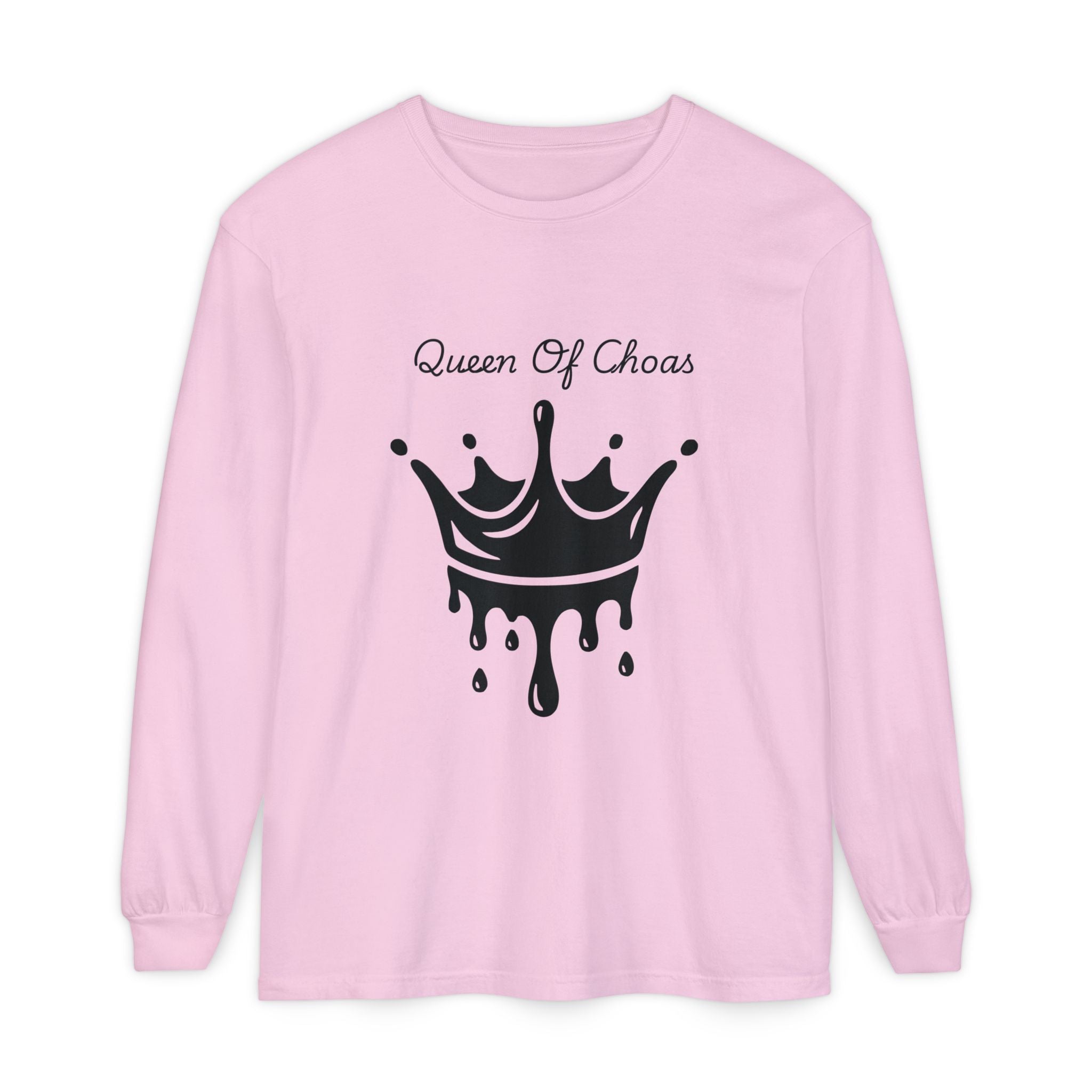 Queen of Chaos Long Sleeve T-Shirt - Stylish Unisex Apparel for Creative Souls, Casual Wear, Gift for Her, Birthday, Everyday Style