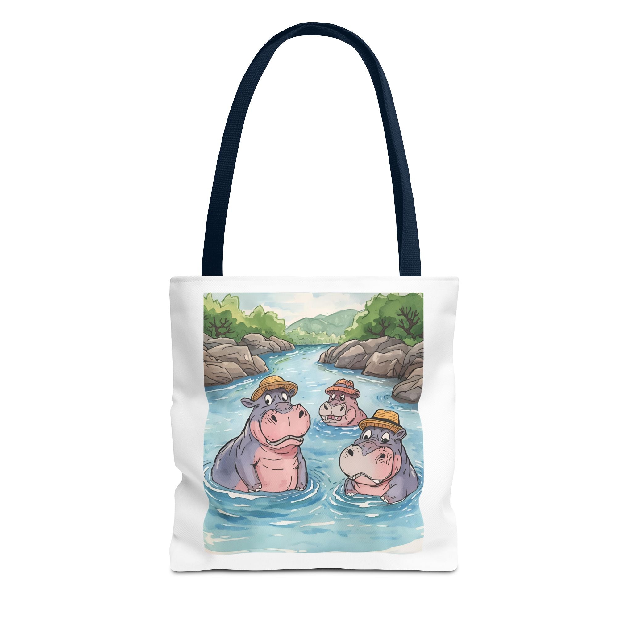 Playful Hippo Tote Bag, Fun Watercolor Tote, Animal Lover Gift, Eco-Friendly Shopping Bag, Cute Beach Bag, Summer Accessories