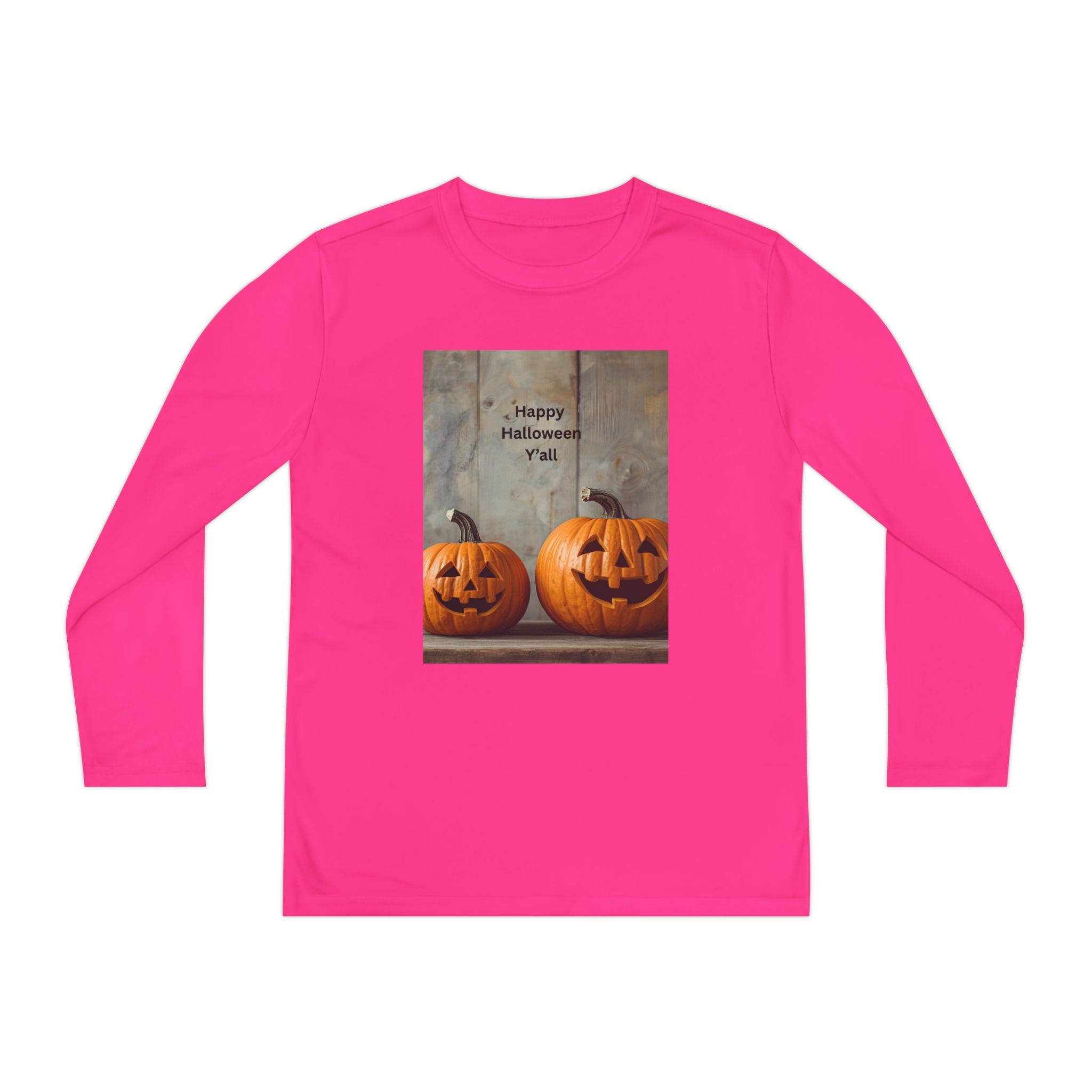 Youth Halloween Pumpkin Long Sleeve Tee, Funny Halloween Shirt, Kids Pumpkin Tee, Fall Celebration Top, Spooky Season Apparel