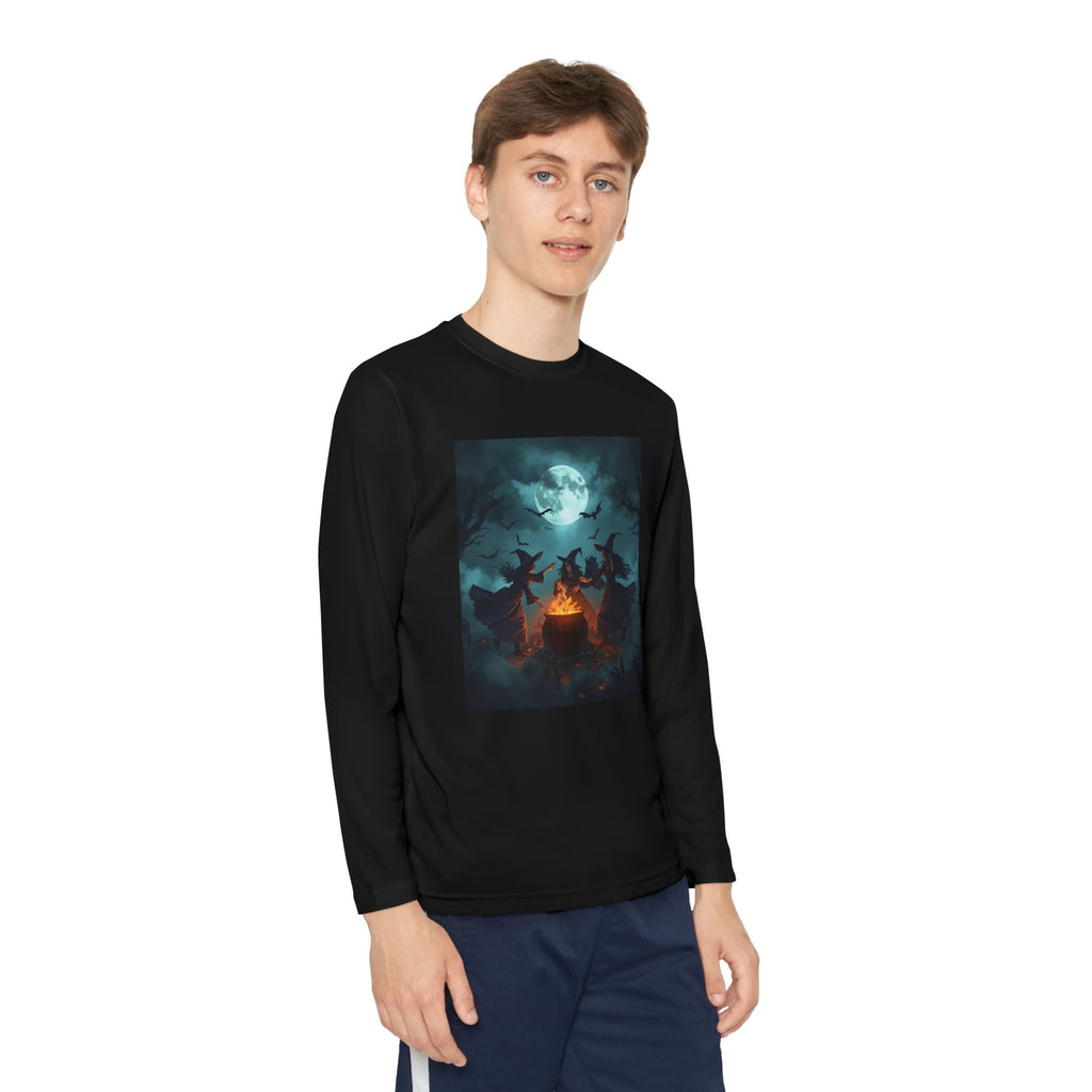 Spooky Night Youth Long Sleeve Tee, Halloween Shirt, Youth Moon Tee, Ghostly Apparel, Autumn Outfit, Gift for Kids
