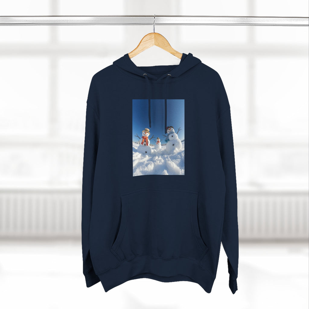 Cozy Fleece Hoodie with Fun Snowmen Design, Winter Wear, Gift for Christmas, Birthday Present, Casual Outfit, Hoodie for Snow Lovers