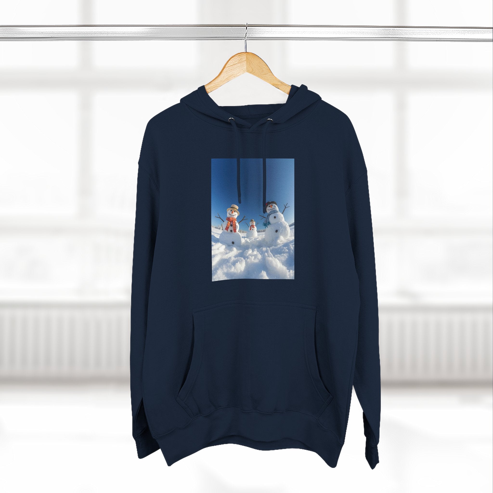 Cozy Fleece Hoodie with Fun Snowmen Design, Winter Wear, Gift for Christmas, Birthday Present, Casual Outfit, Hoodie for Snow Lovers