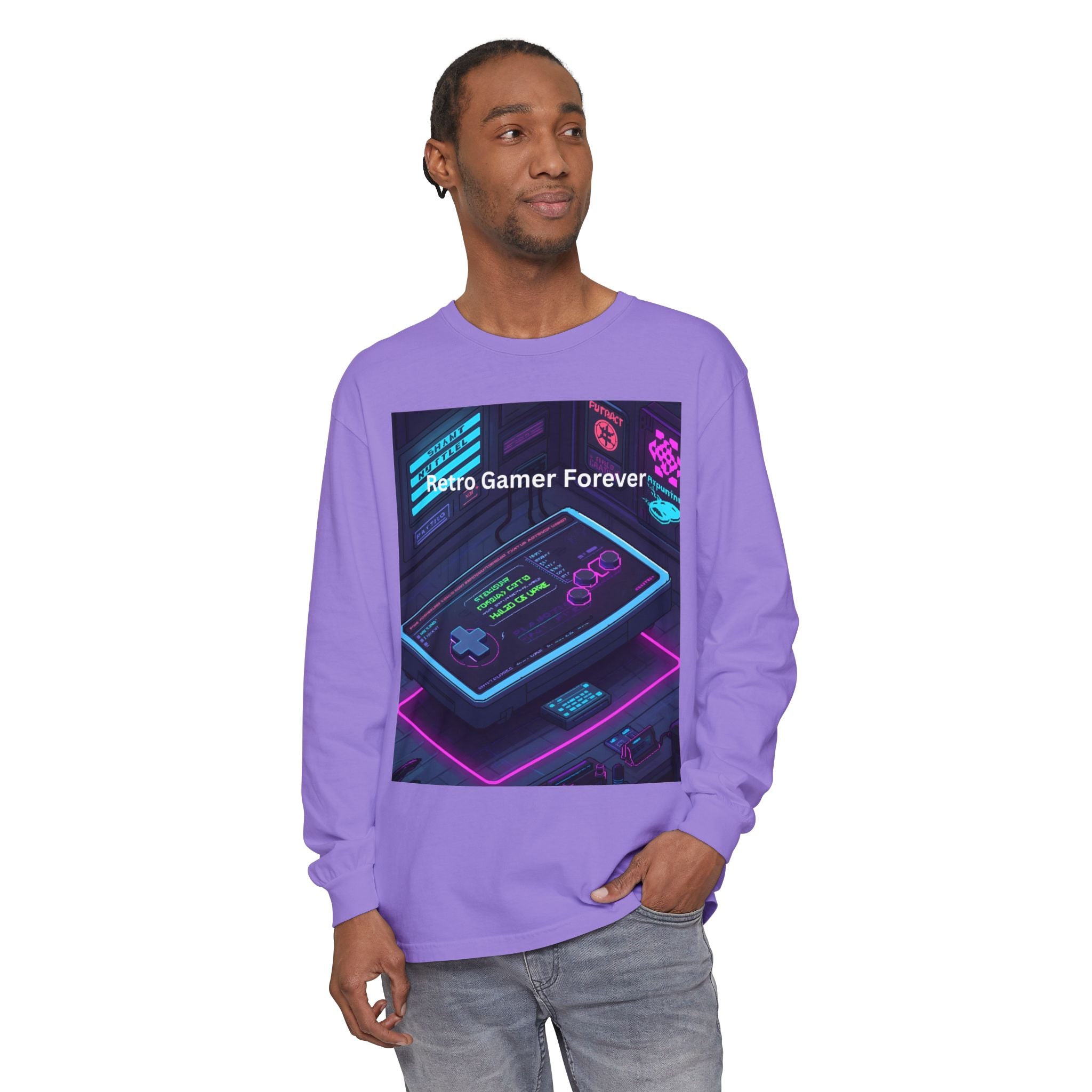 Retro Game Controller Unisex Garment-dyed Long Sleeve T-Shirt