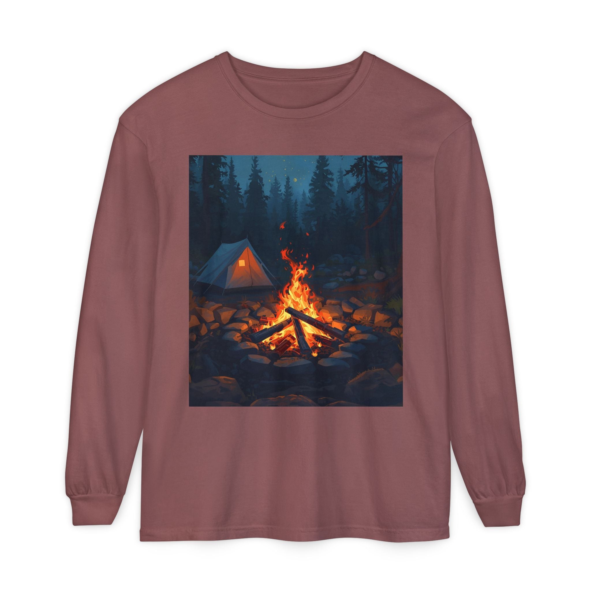 Camping Vibes Long Sleeve T-Shirt | Outdoor Adventure Shirt, Cozy Gift for Campers, Bonfire, Nature Lovers, Unisex Tee