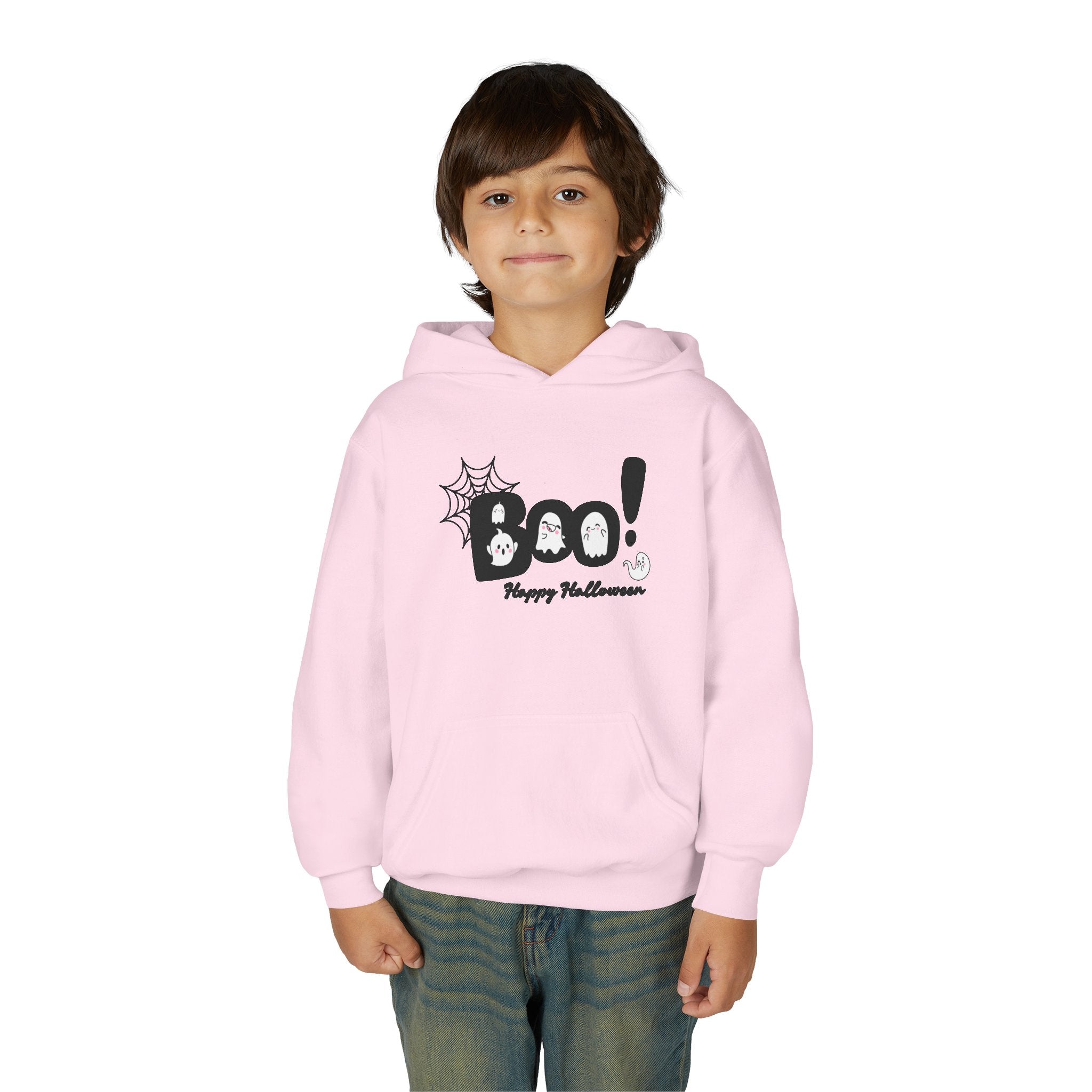 Halloween Boo! Youth Hoodie, Kids Sweatshirt, Fall Apparel, Spooky Costume, Trick or Treat Gift, October Celebration