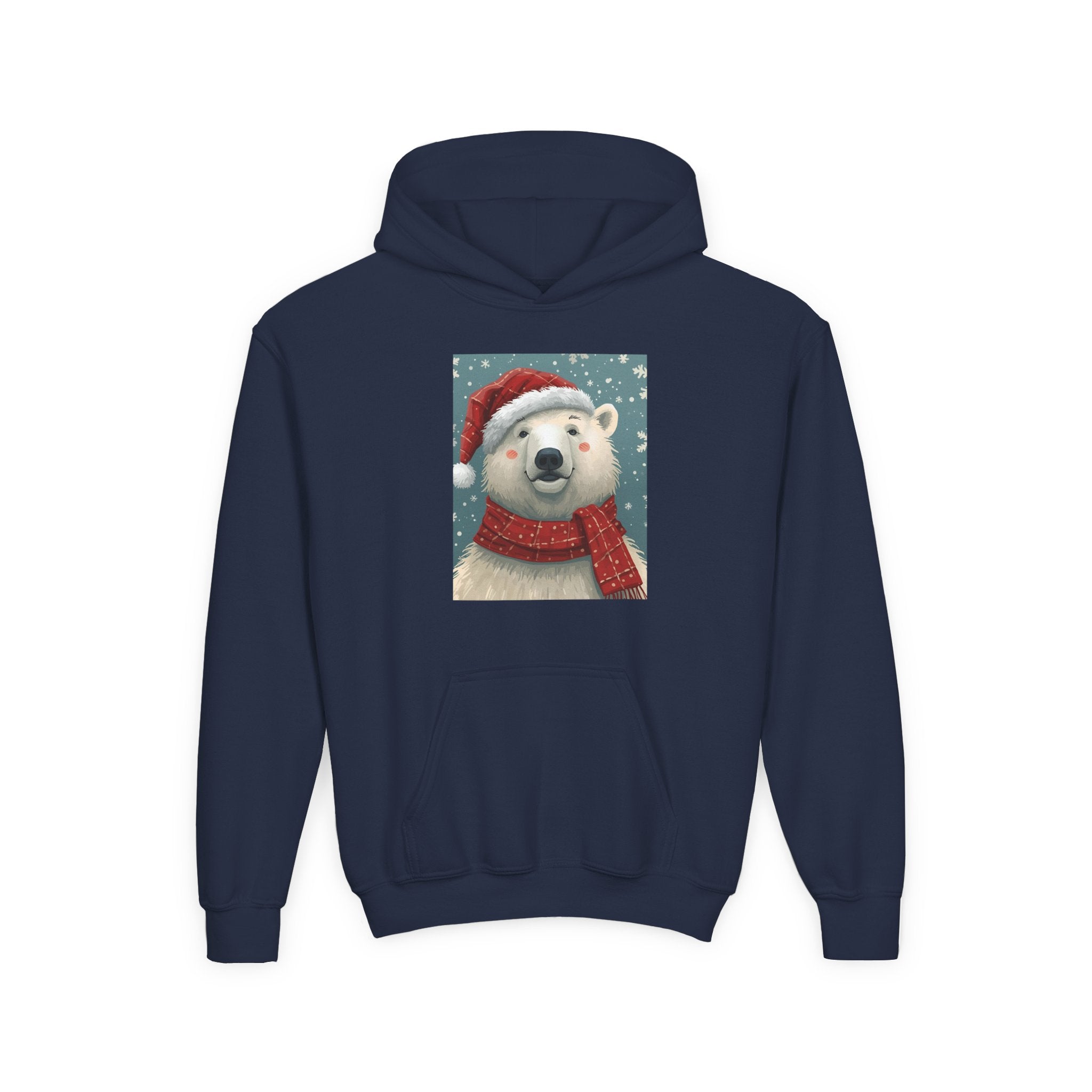 Cozy Polar Bear Christmas Hoodie, Holiday Sweatshirt for Kids, Winter Wear, Gift Idea, Cute Kids Hooded Sweatshirt