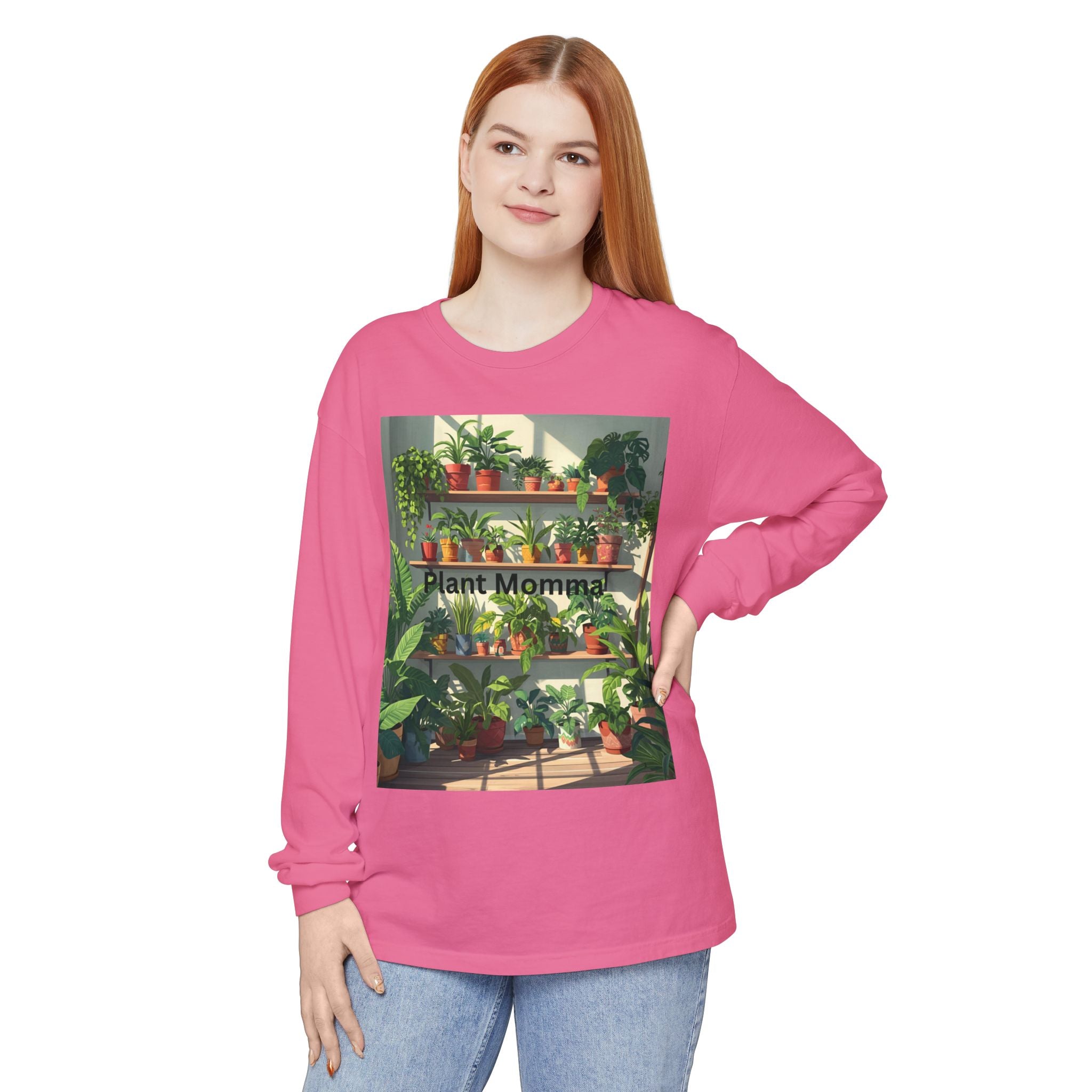 Plant Momma Long Sleeve T-Shirt, Perfect for Plant Lovers, Gardening Gifts, Eco-friendly Fashion, Casual Wear, Spring Celebrations