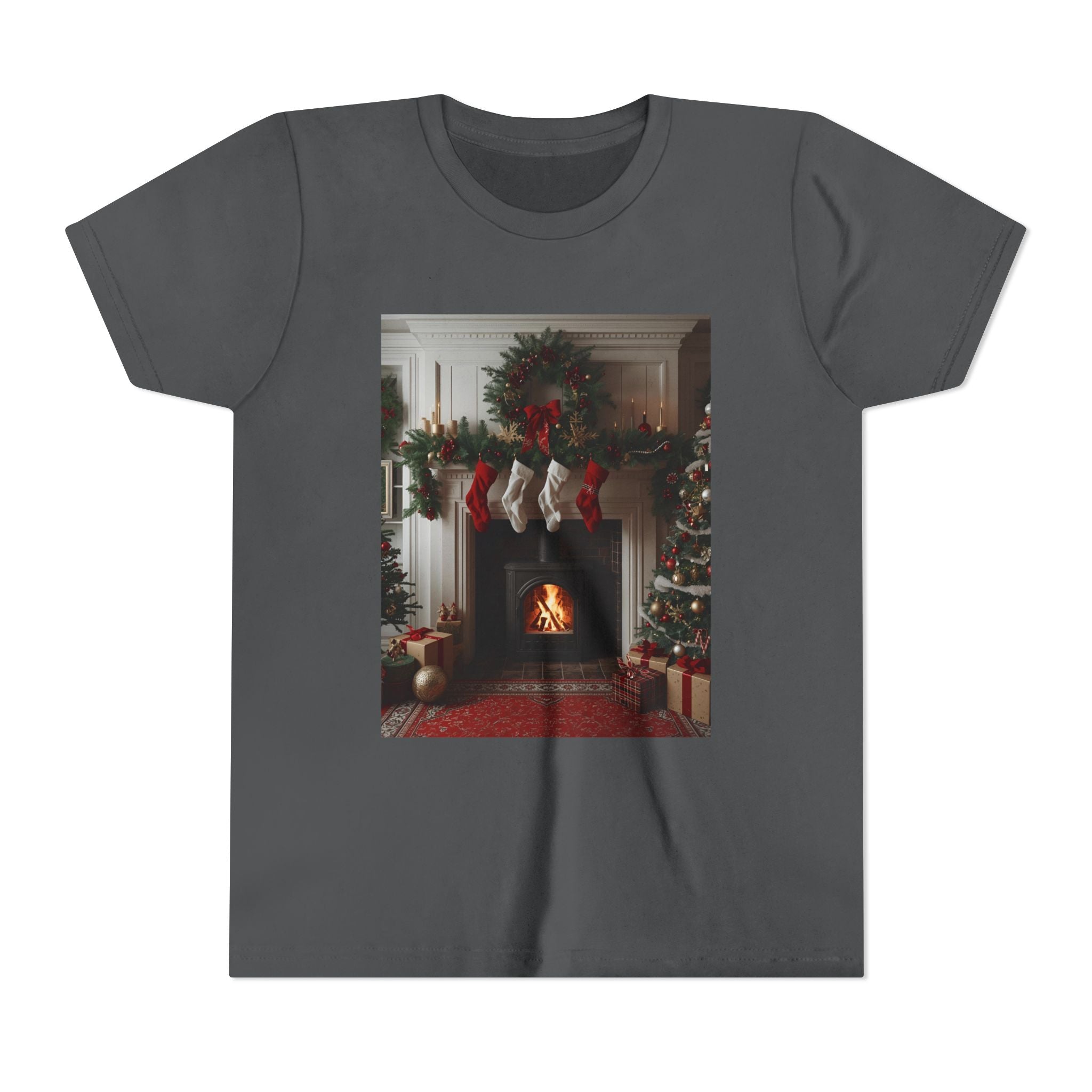 Cozy Christmas Youth Tee, Holiday Gift for Kids, Festive Short Sleeve Shirt, Winter Wear, Family Photos, Christmas Apparel