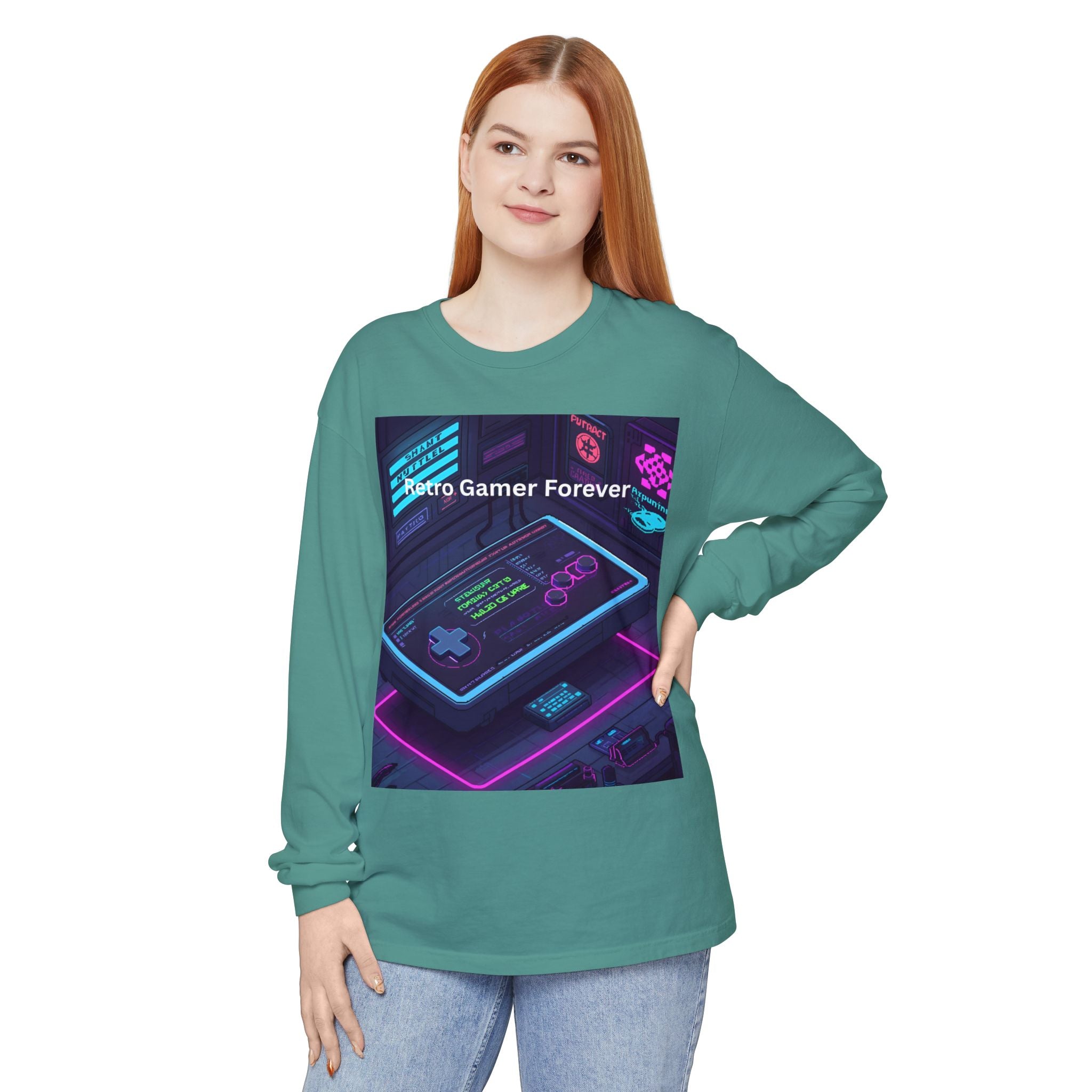Retro Game Controller Unisex Garment-dyed Long Sleeve T-Shirt
