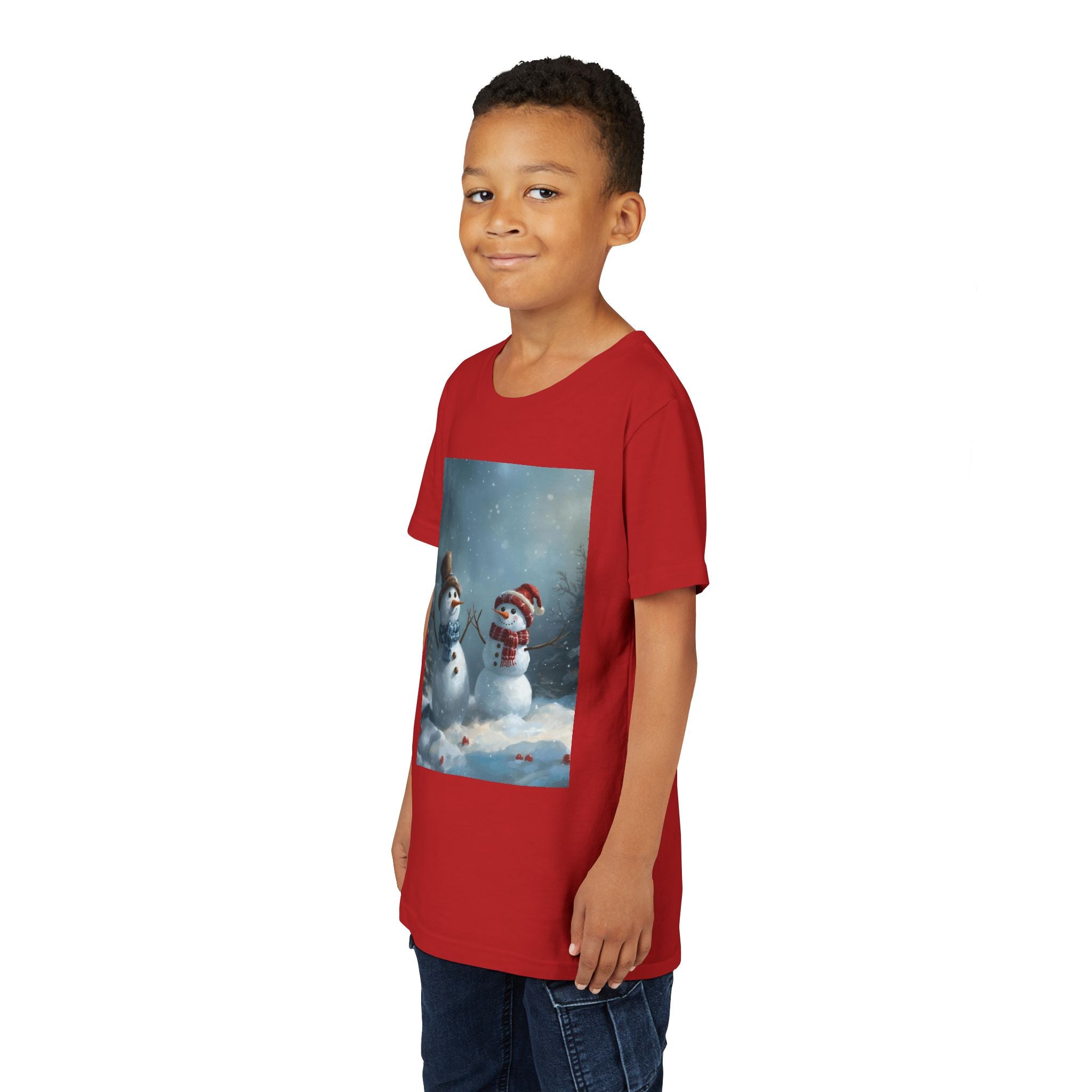 Youth Christmas Snowman Tee, Winter T-Shirt, Christmas Gift, Holiday Apparel, Kids Winter Wear, Cute Snowman Design