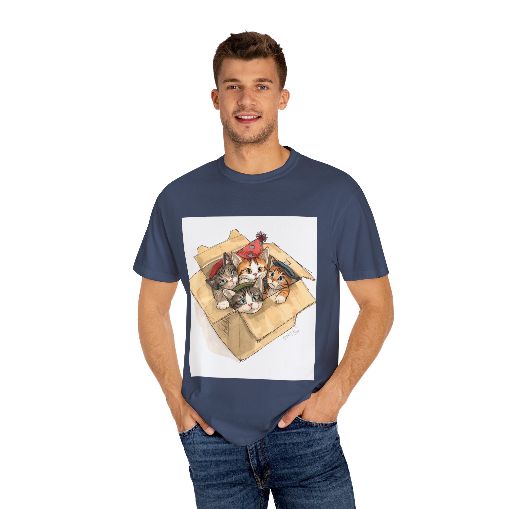 Cute Kittens In Box Unisex Garment-Dyed T-shirt