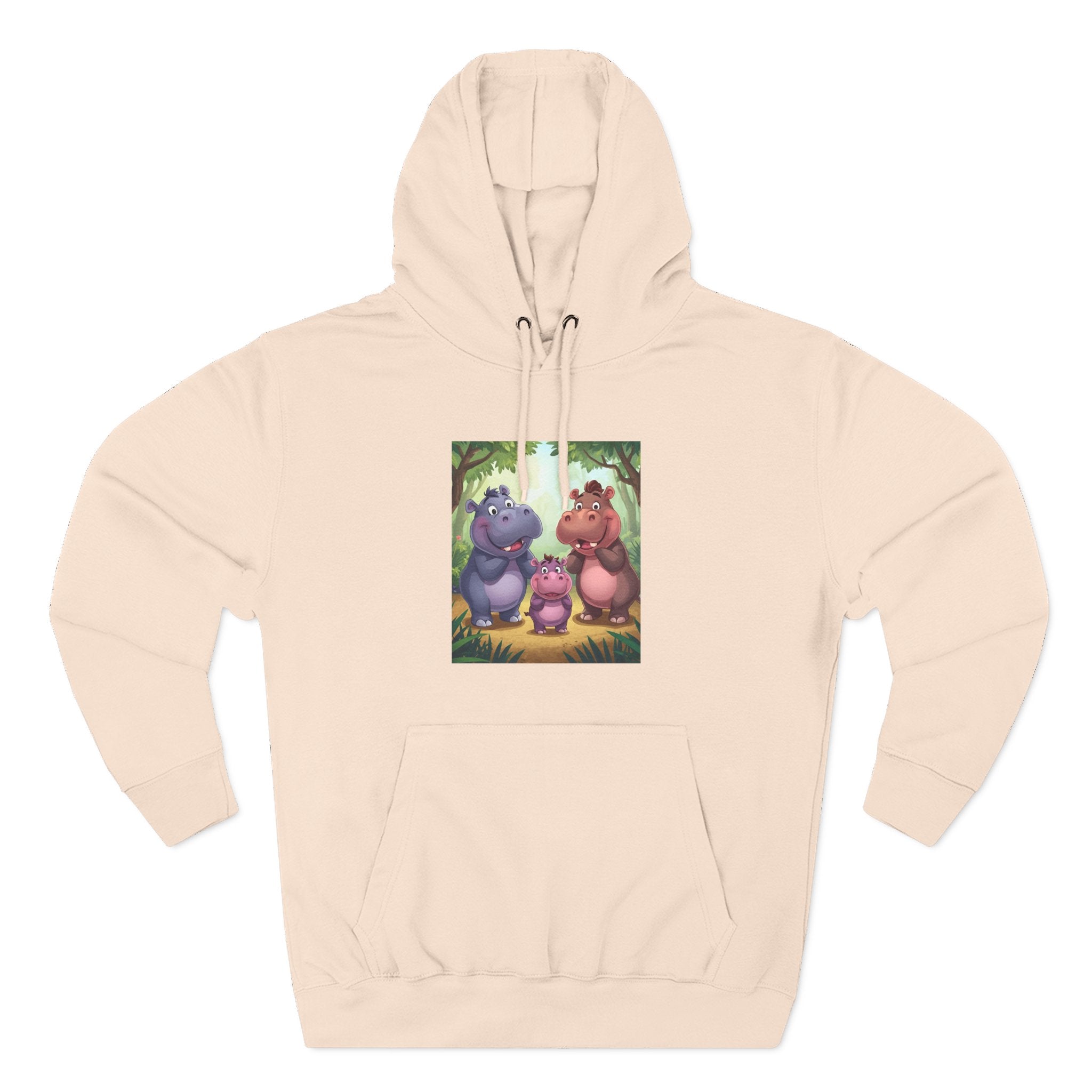 Hippo Cute Three-Panel Fleece Hoodie