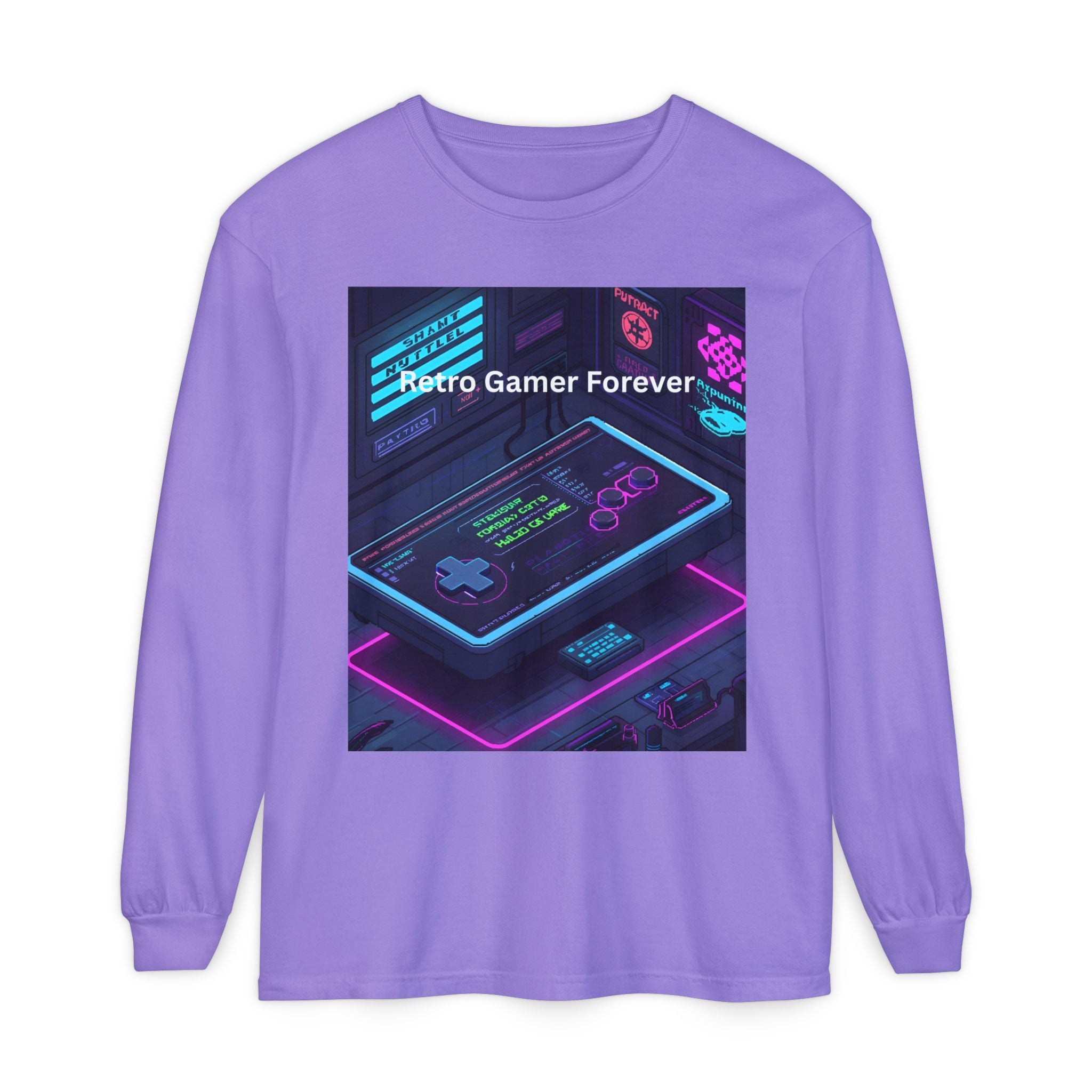 Retro Game Controller Unisex Garment-dyed Long Sleeve T-Shirt