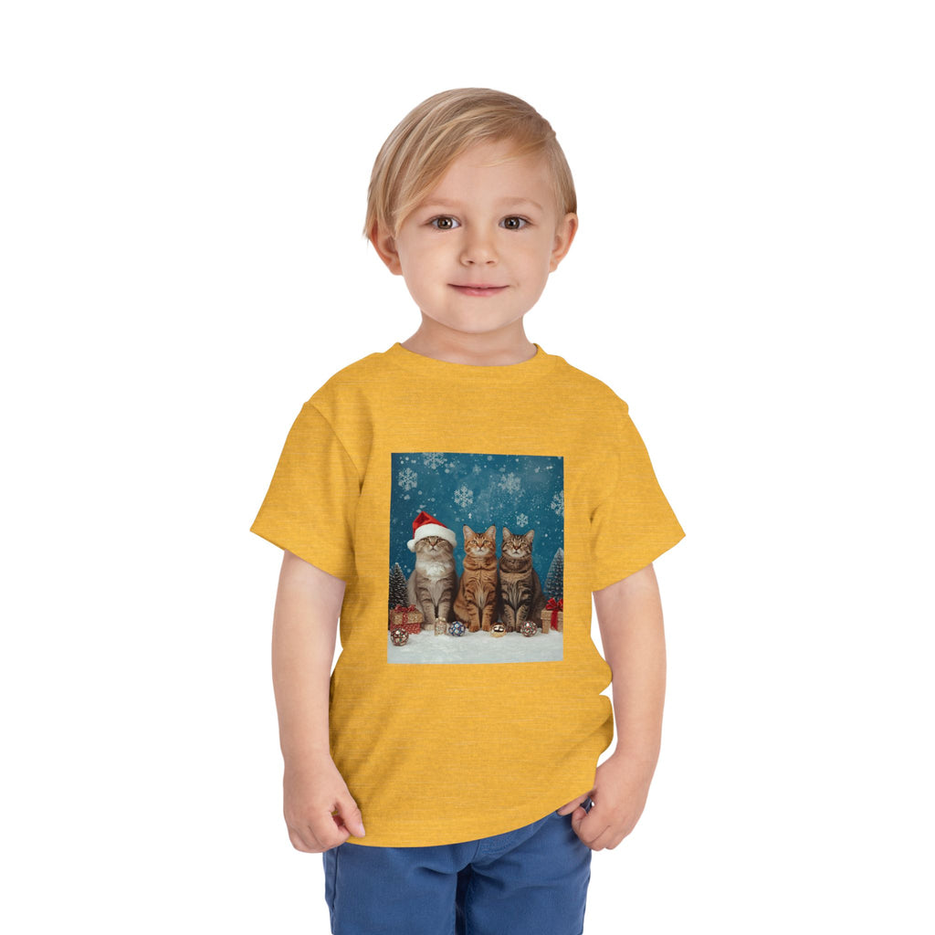 Cute Cat Festive Christmas Toddler Short Sleeve Tee