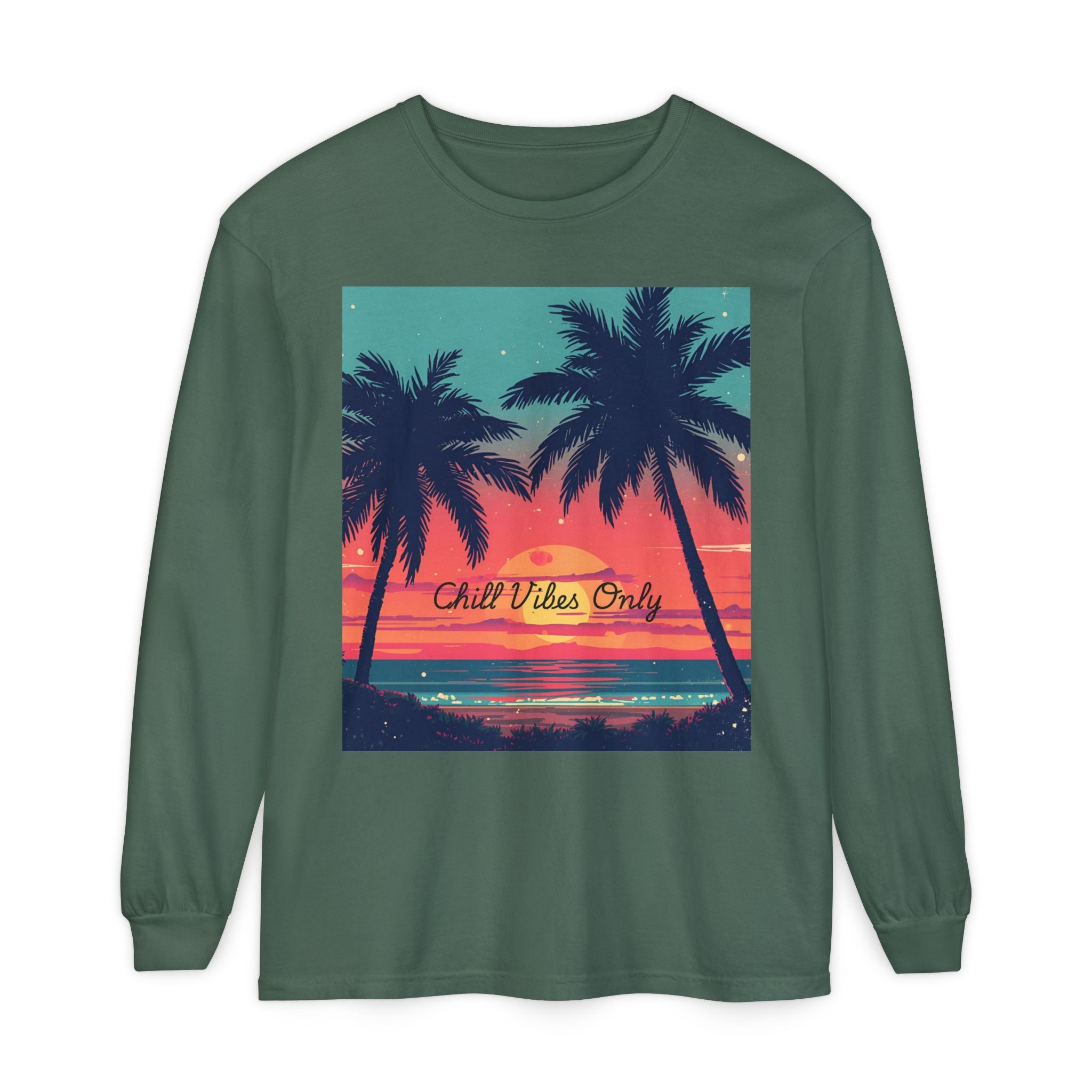 Tropical Sunset Unisex Garment-dyed Long Sleeve T-Shirt