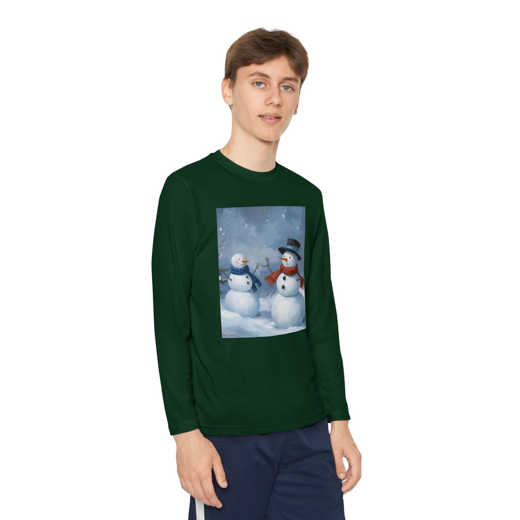 Christmas Snowman Family Youth Long Sleeve Competitor Tee