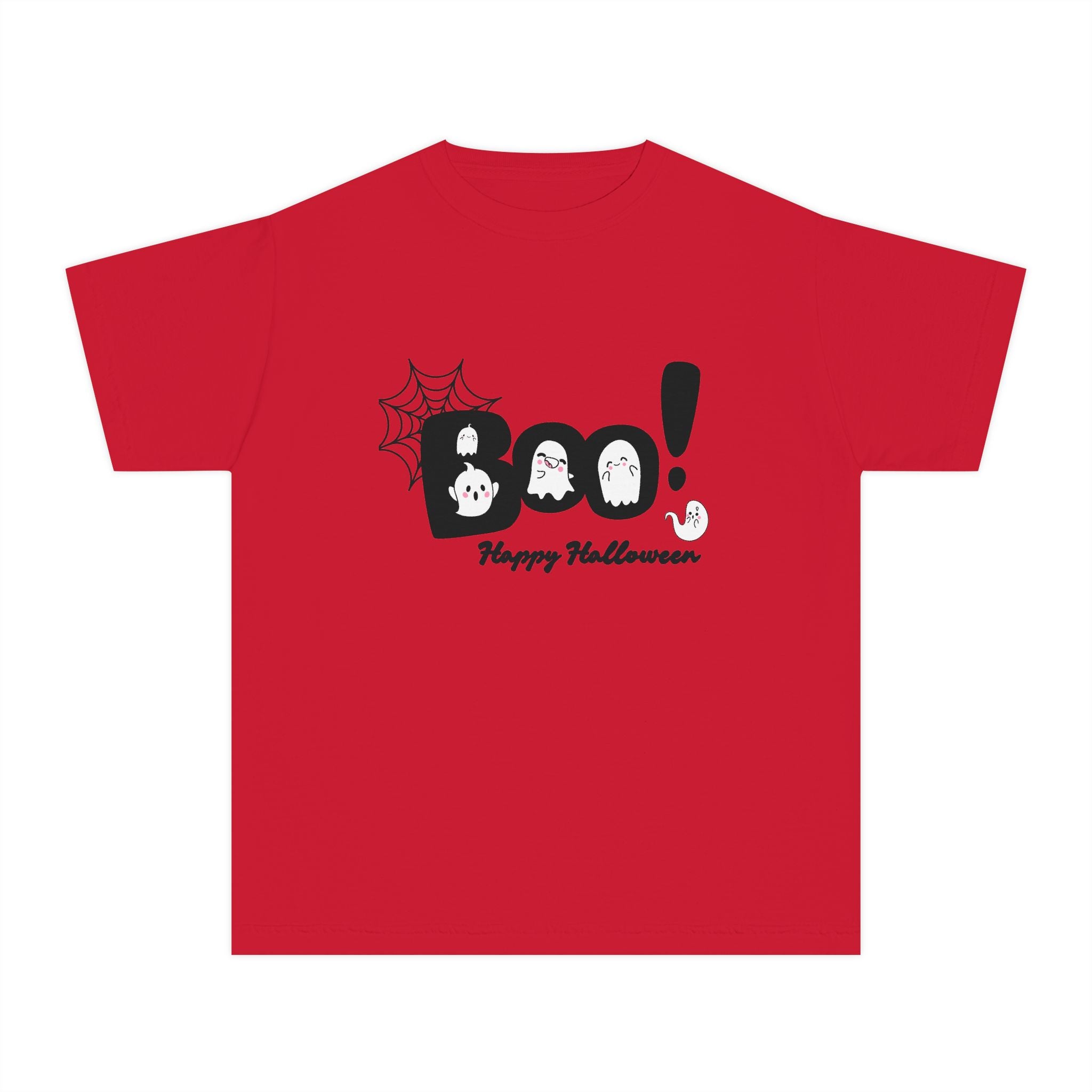Cute Halloween Youth Tee, 'Boo!' Graphic Tee, Kids Halloween Shirt, Trick-or-Treat Apparel, Spooky Holiday T-Shirt