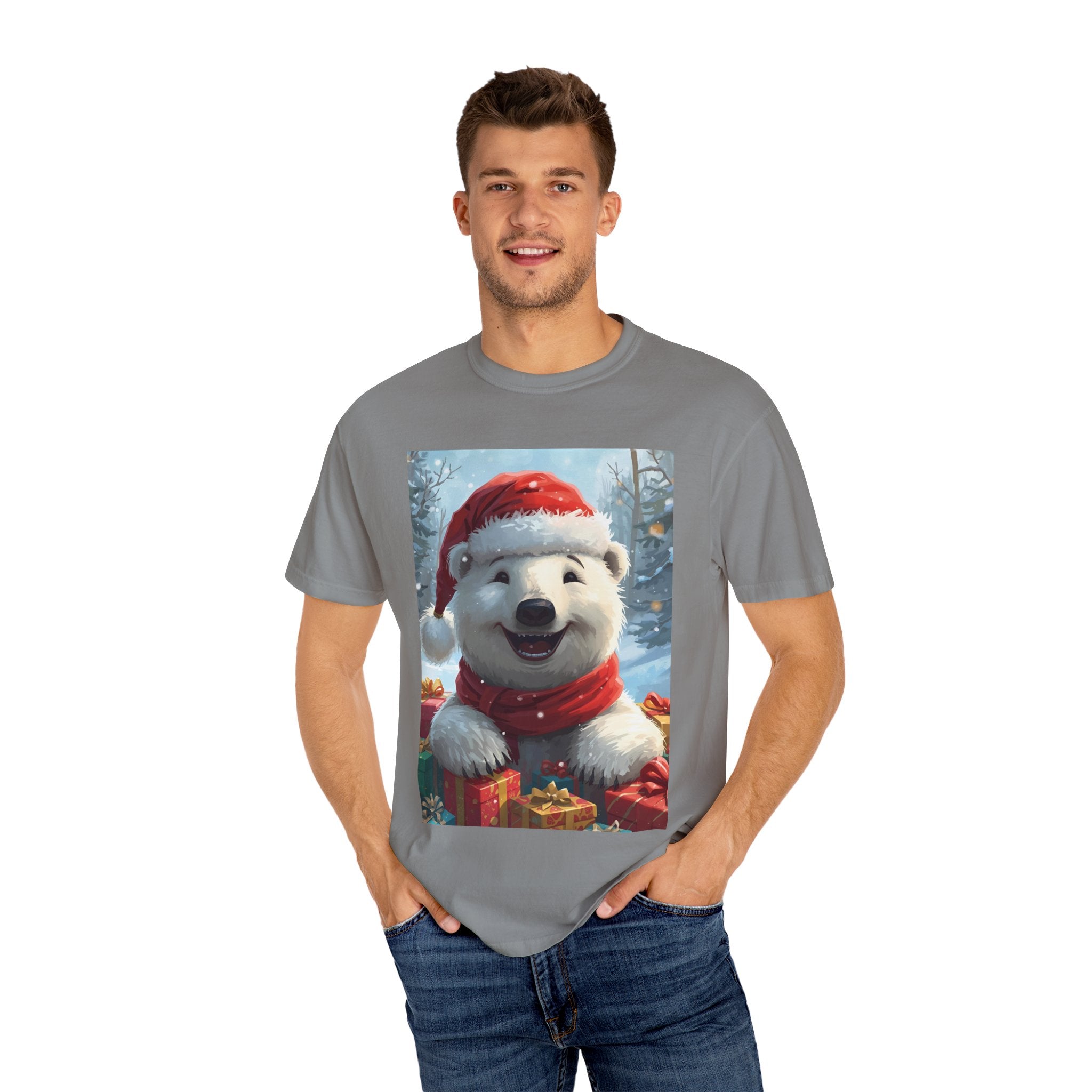 Christmas Polar Bear T-shirt, Holiday Tee, Unisex Gift Shirt, Winter Apparel, Cute Animal T-shirt