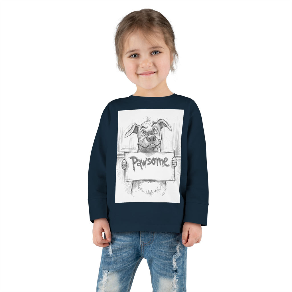 Pawsome Toddler Long Sleeve Tee, Cute Dog Shirt, Pet Lovers Gift, Kids Apparel, Funny Animal Tee, Birthday Gift