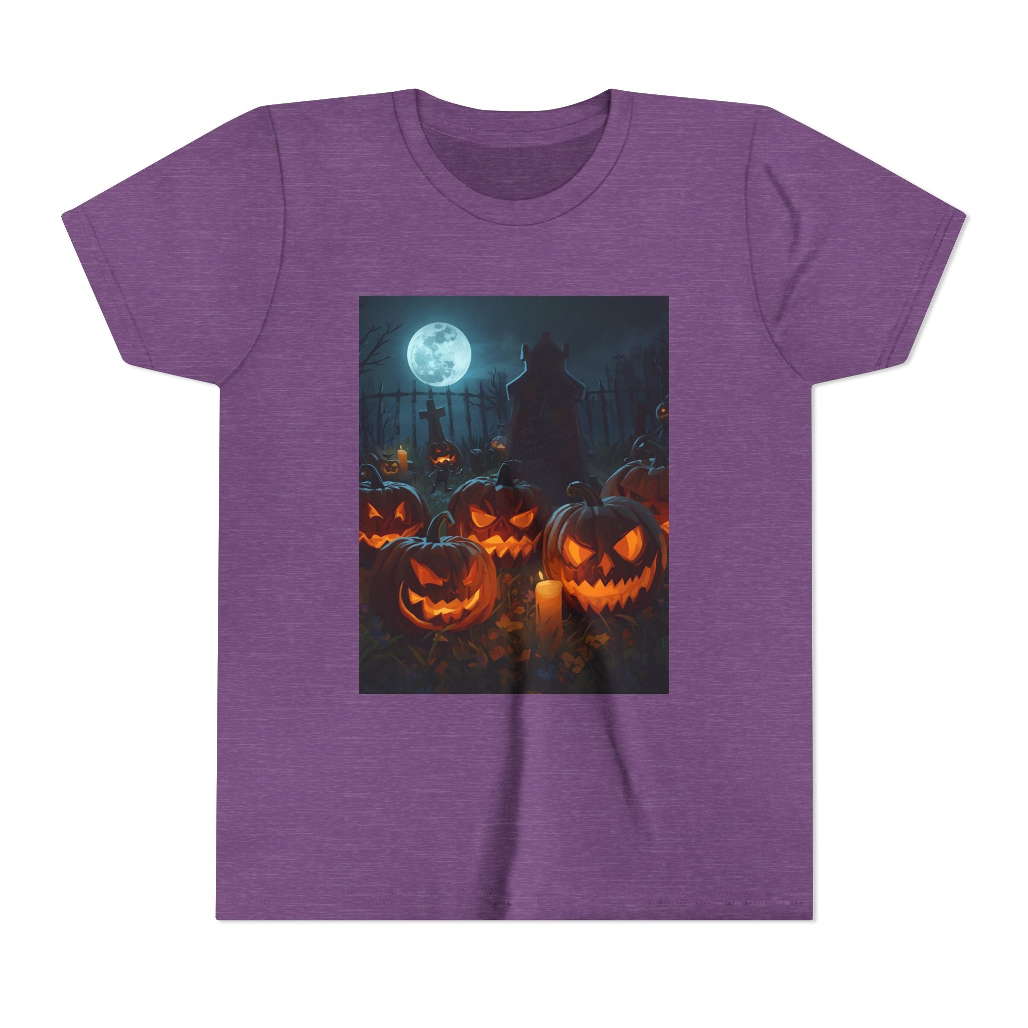 Scary Halloween Pumpkin Youth Short Sleeve Tee, Cute Halloween Shirt, Kids Costume Top, Spooky Tees, Trick or Treat Shirt