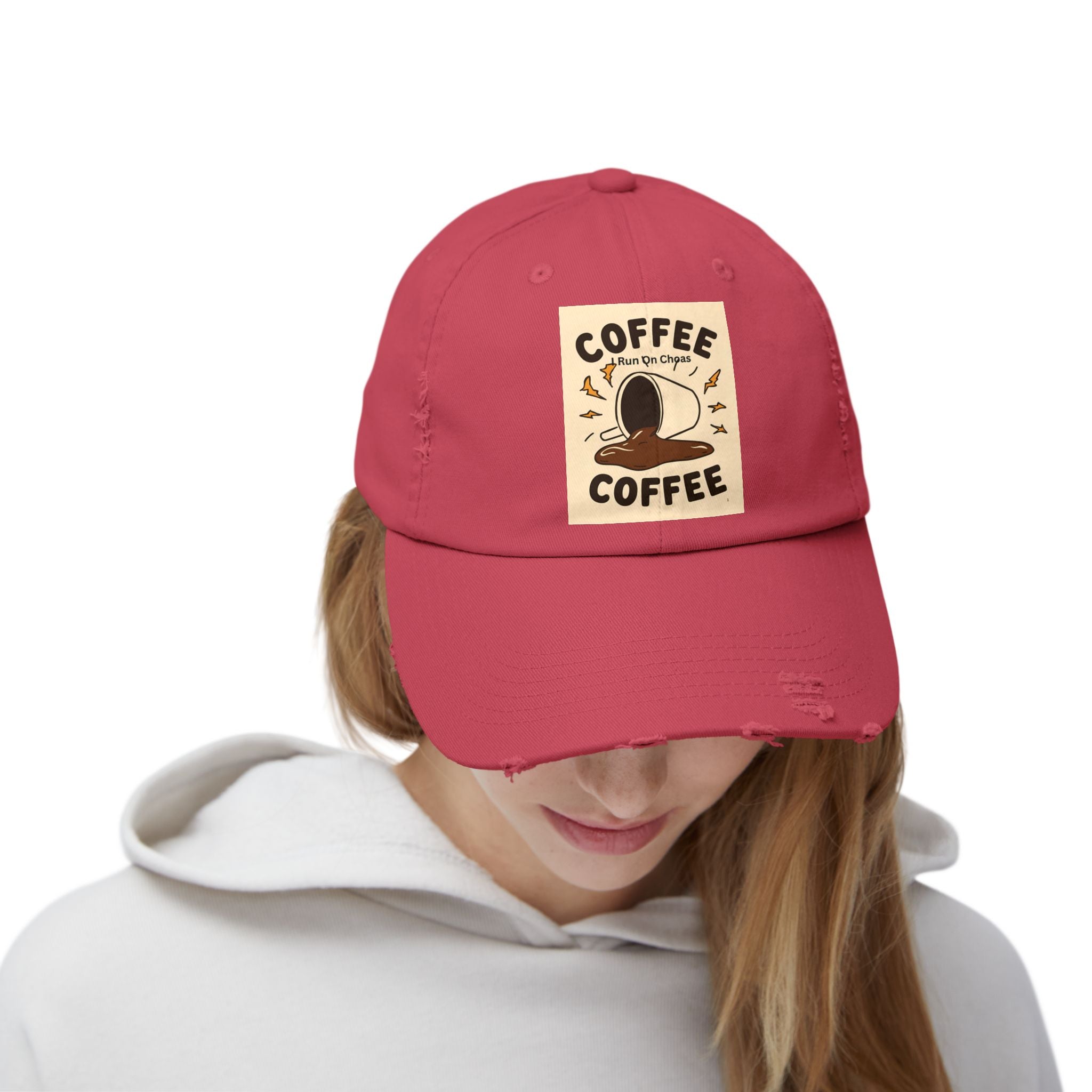 Coffee Coffee Unisex Distressed Cap