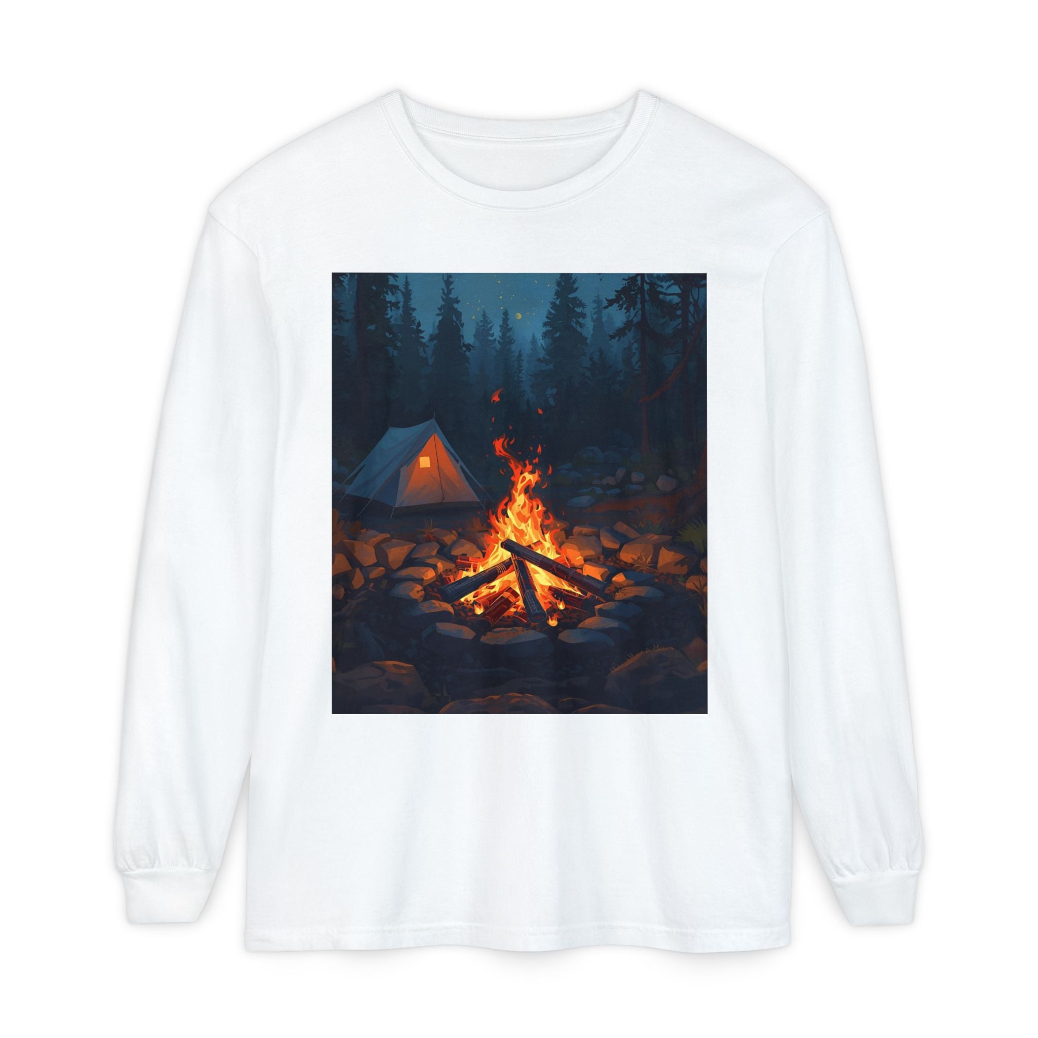 Camping Vibes Long Sleeve T-Shirt | Outdoor Adventure Shirt, Cozy Gift for Campers, Bonfire, Nature Lovers, Unisex Tee