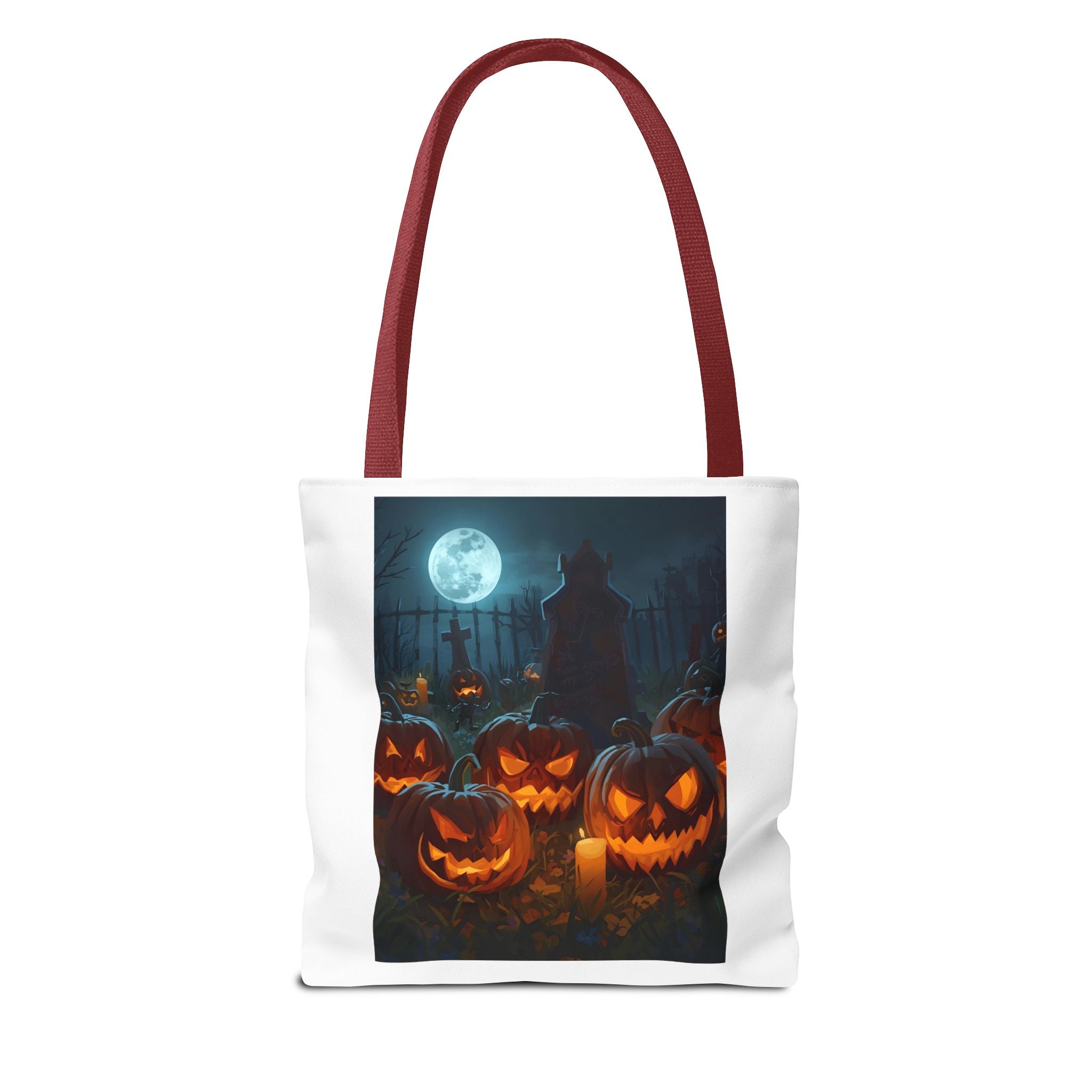 Spooky Halloween Pumpkin Tote Bag, Trick or Treat Bag, Pumpkins and Moon Design, Fall Festival Accessory, Scary Gift for Halloween