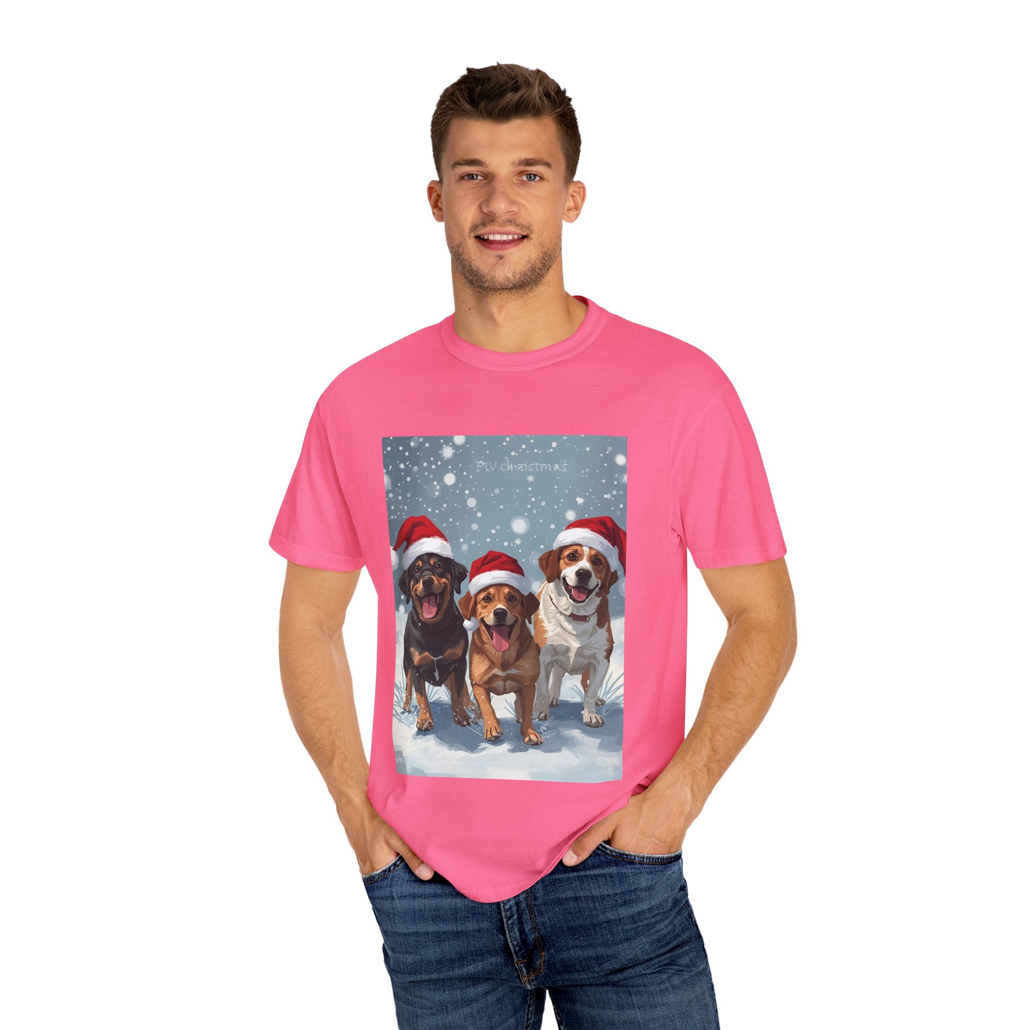 Cute Festive Dog Christmas T-Shirt, Unisex Holiday Tee, Cute Pet Lover Shirt, Christmas Apparel, Dog-Themed Gift, Winter Wear, Fun Family Outfit