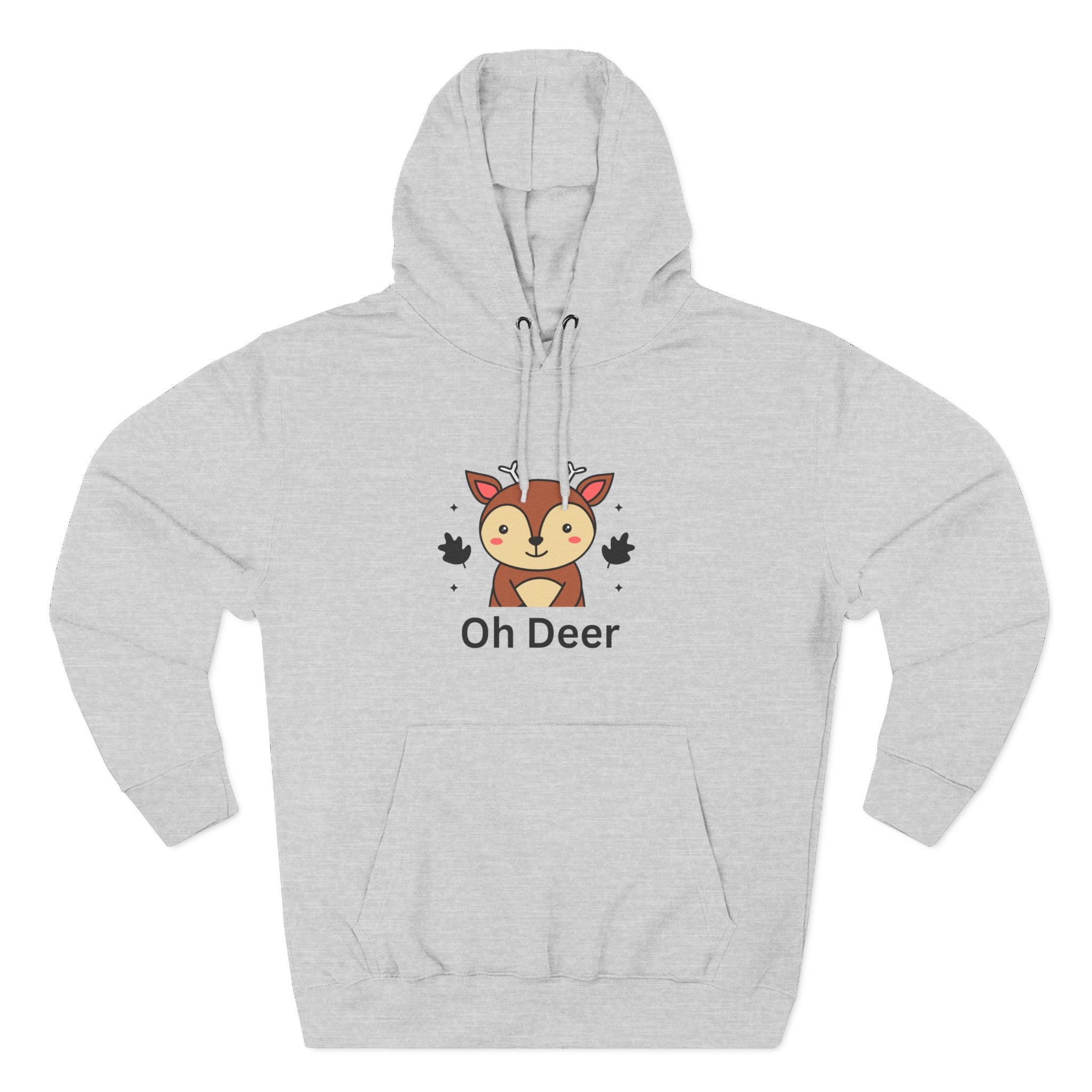Oh Deer Fleece Hoodie - Cozy Wildlife Sweater, Cute Animal Apparel, Gifts for Nature Lovers, Cute Fall Outfit, Seasonal Comfort Wear