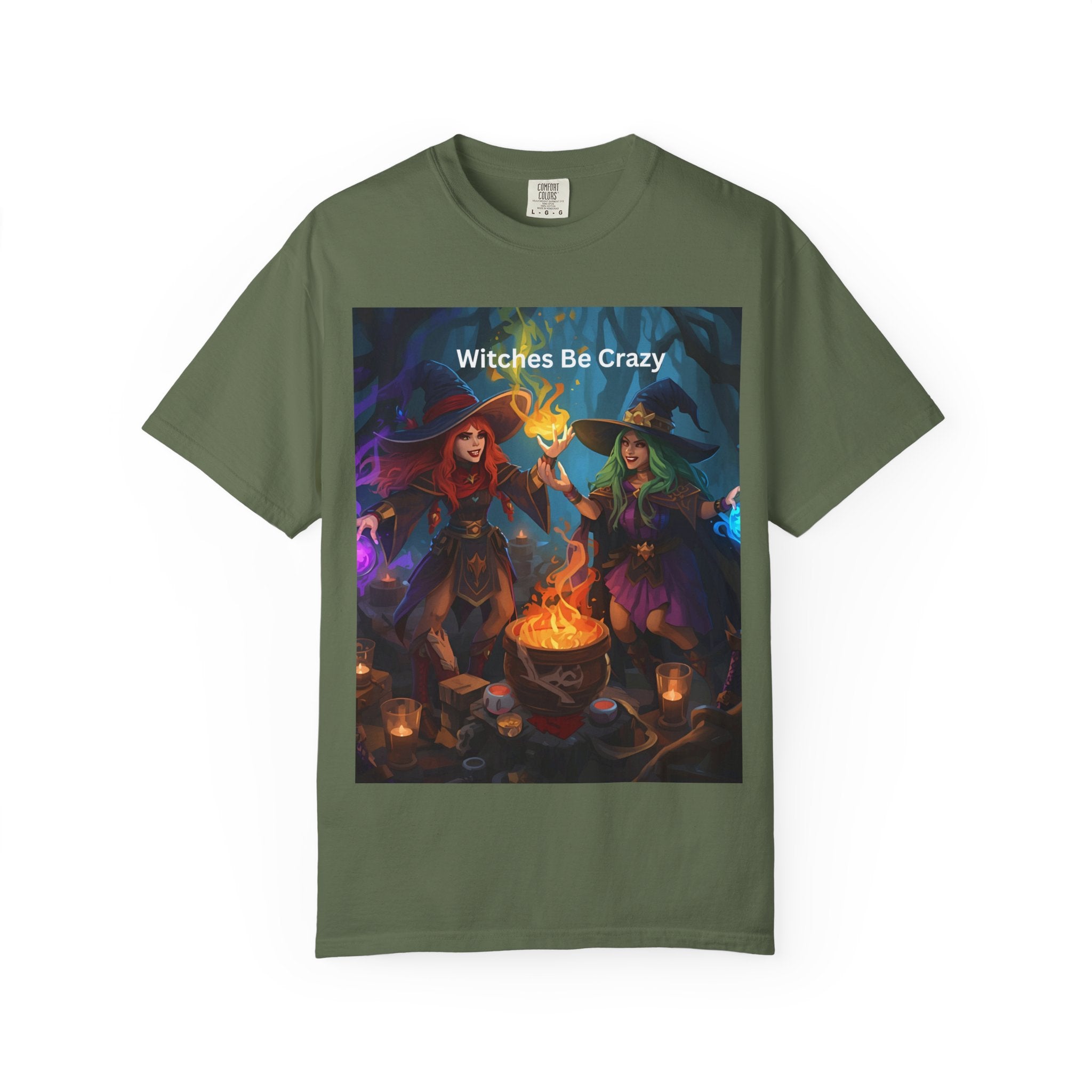 Spooky Halloween Witches Be Crazy T-Shirt, Unisex Garment-Dyed Tee for Halloween, Witch Lovers, Magical Gifts, Spooky Vibes, Casual Wear