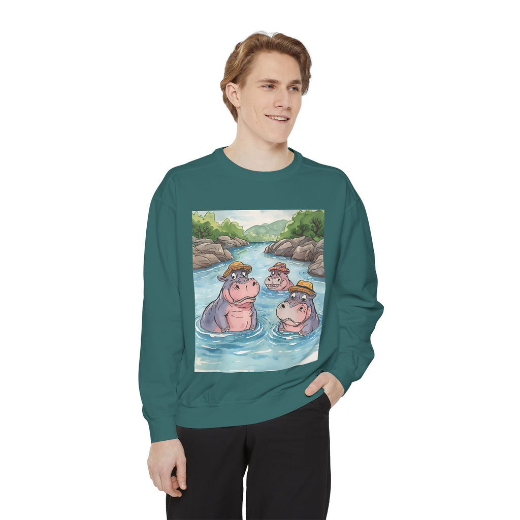 Hippo Cute Unisex Garment-Dyed Sweatshirt