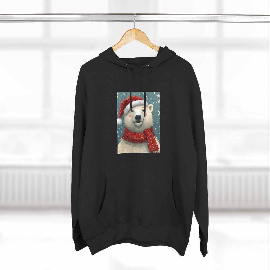 Cozy Polar Bear Holiday Hoodie, Winter Fleece Sweatshirt, Christmas Gift, Cute Animal Hoodie, Festive Apparel, Seasonal Wear